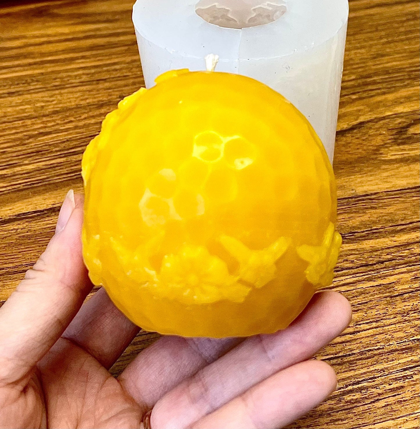 3D silicone Queen bee sphere mold - honeybee honeycomb candle mold - 3”