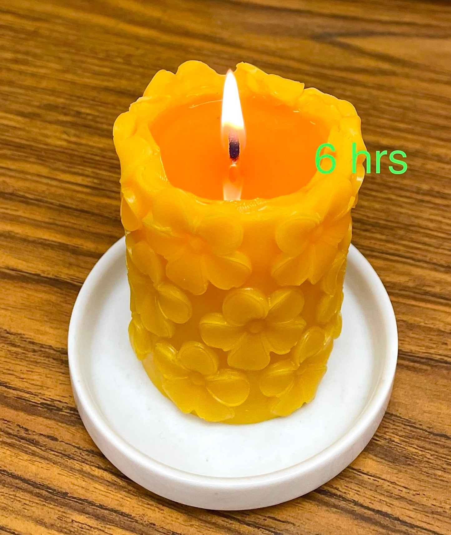 100% pure beeswax plumeria flower pillar candle - candle gift - wedding shower candle