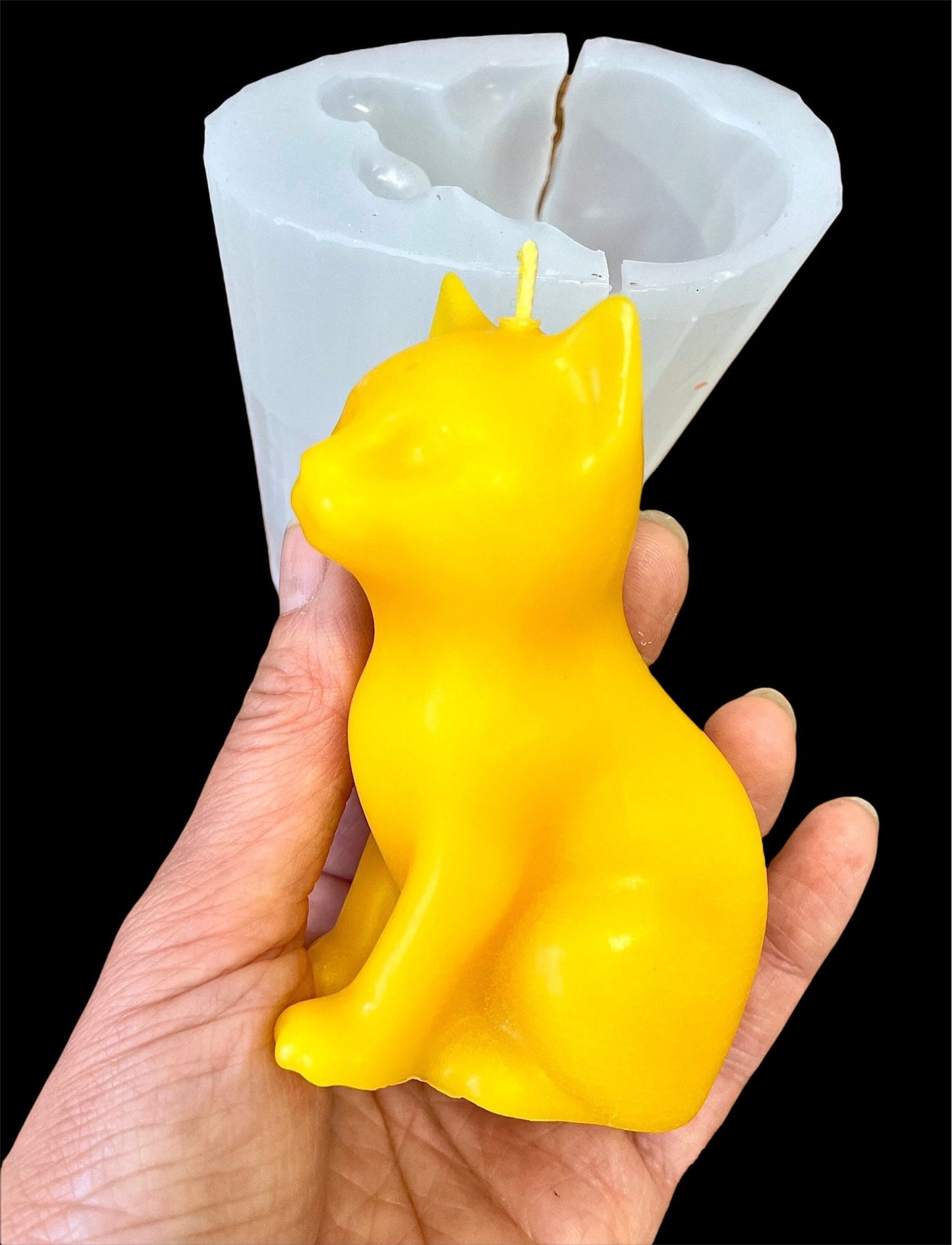 3D Silicone cat kitty feline candle mold - pillar candle - soap lotion bar resin mould - homemade