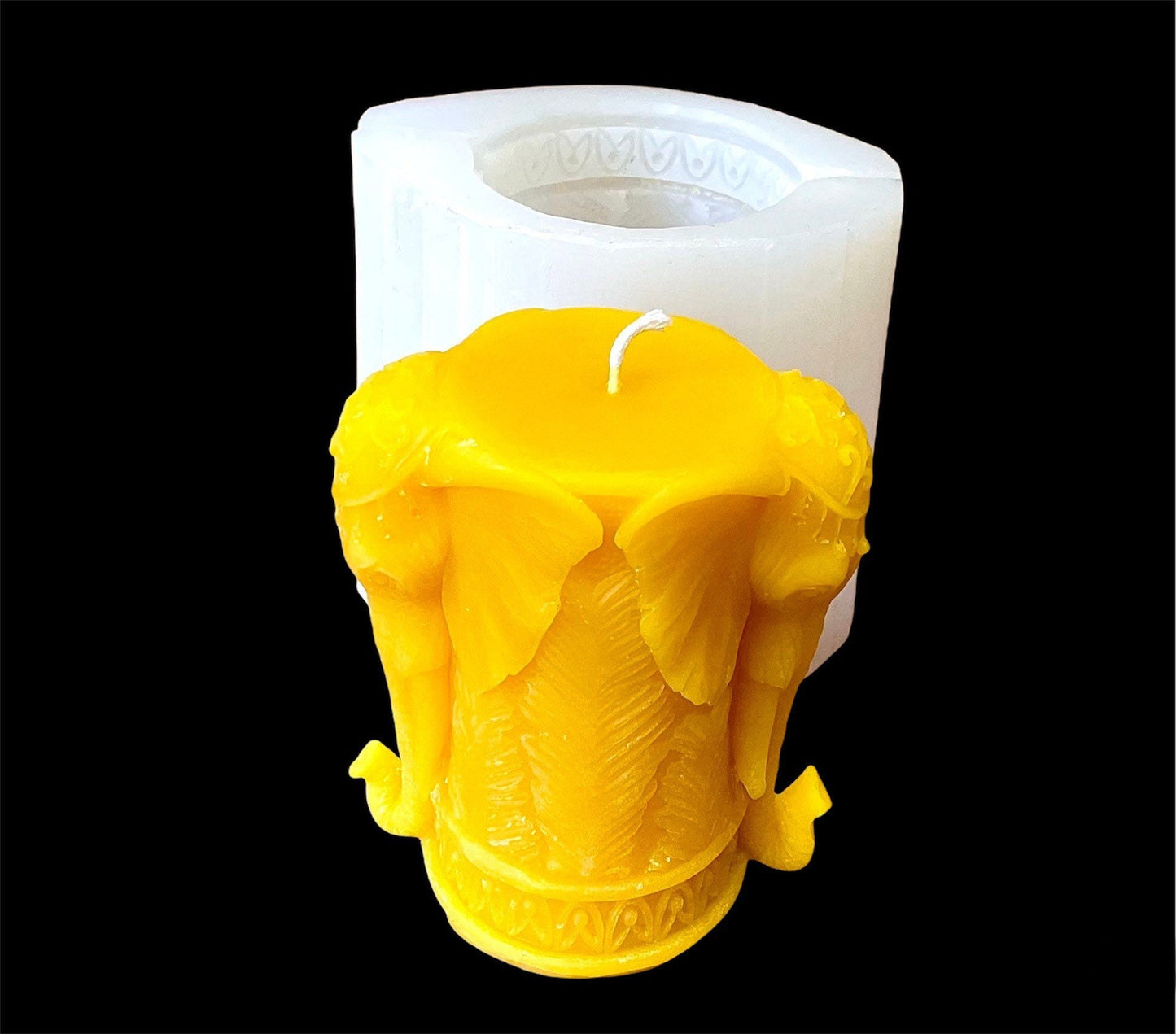 3.75” Silicone Indian elephant pillar Mold - elephant head candle soap resin mold