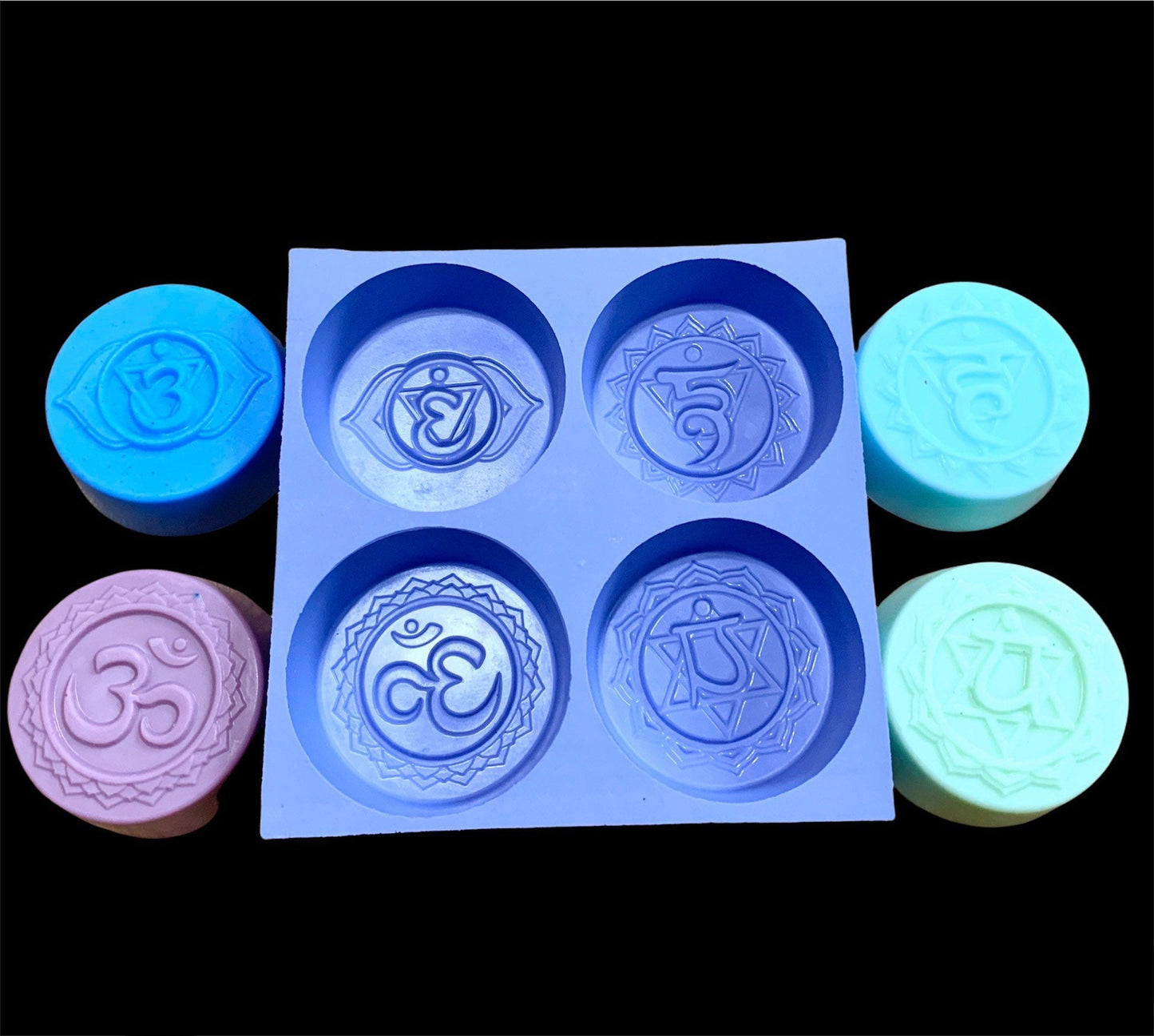 silicone chakra soap candle mold - 4 cavities - yoga symbol mold - resin mould - homemade
