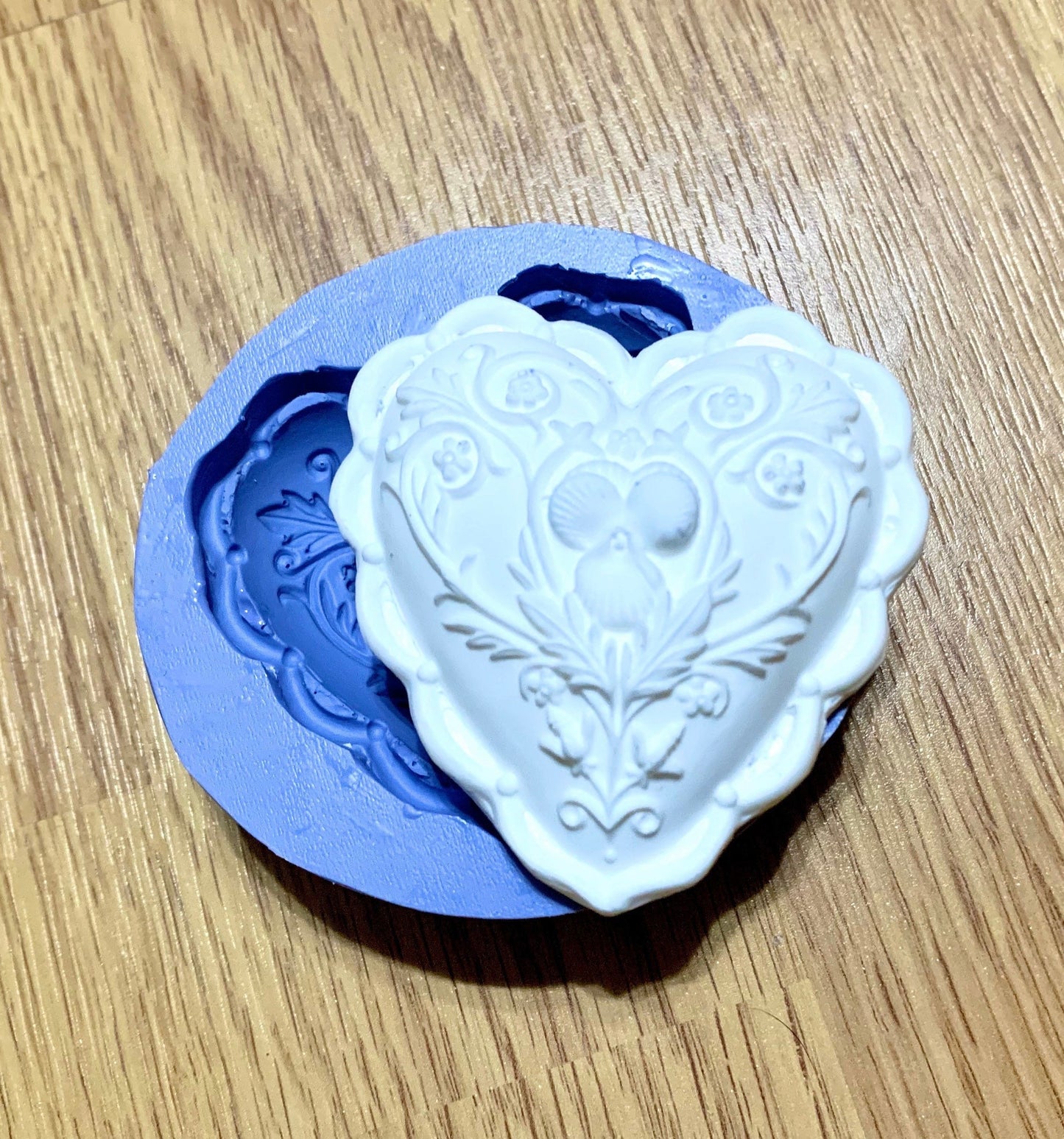 silicone heart ornament mold - resin soap mold - Guest soap - floral heart - paper weight