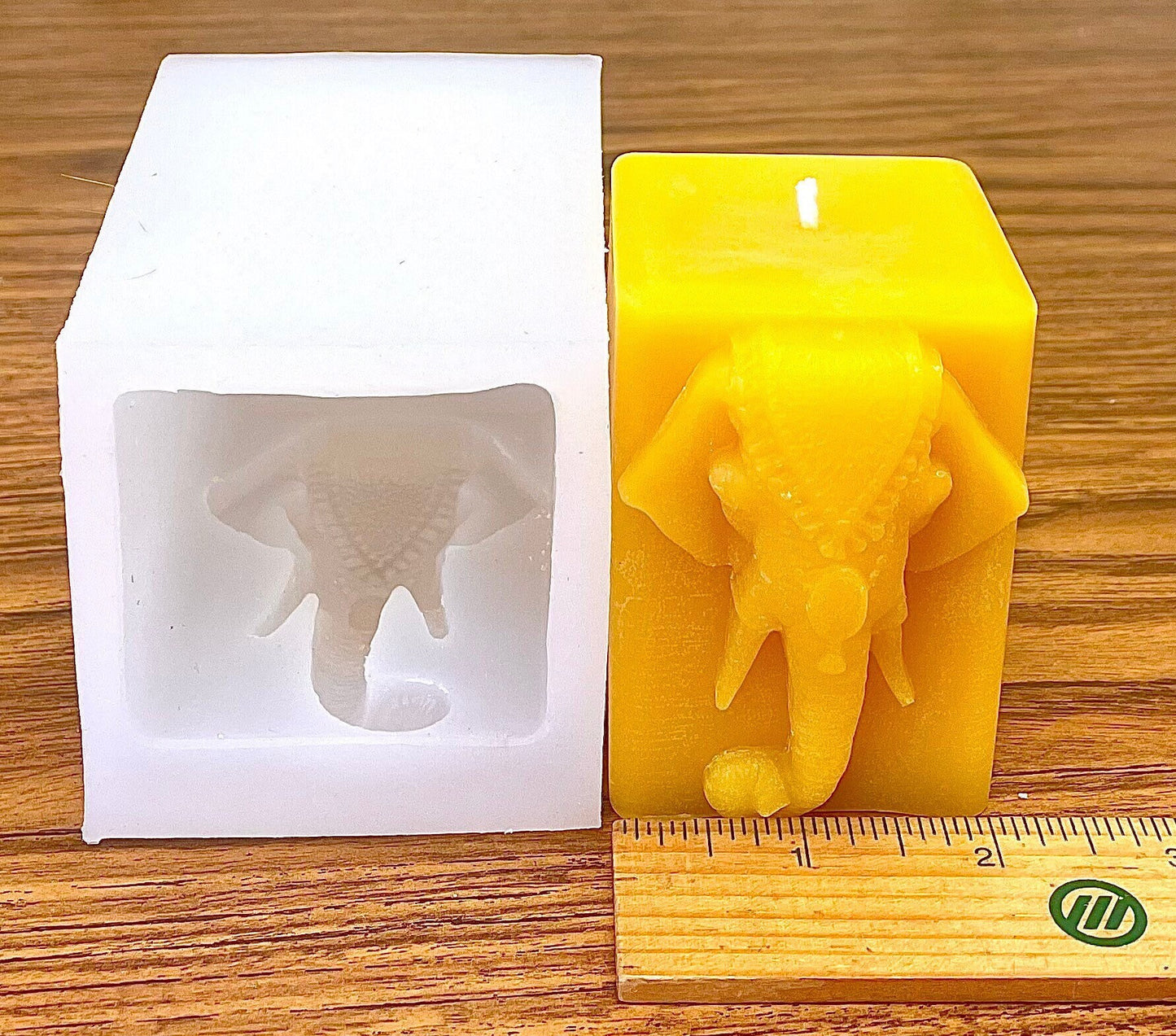 3” Silicone elephant candle Mold - square pillar mold - indian elephant head