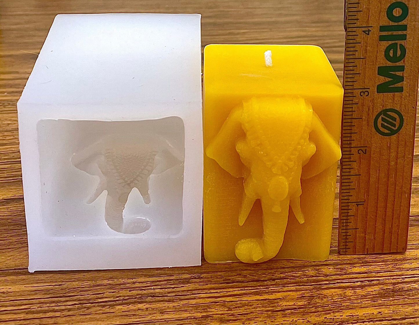 3” Silicone elephant candle Mold - square pillar mold - indian elephant head