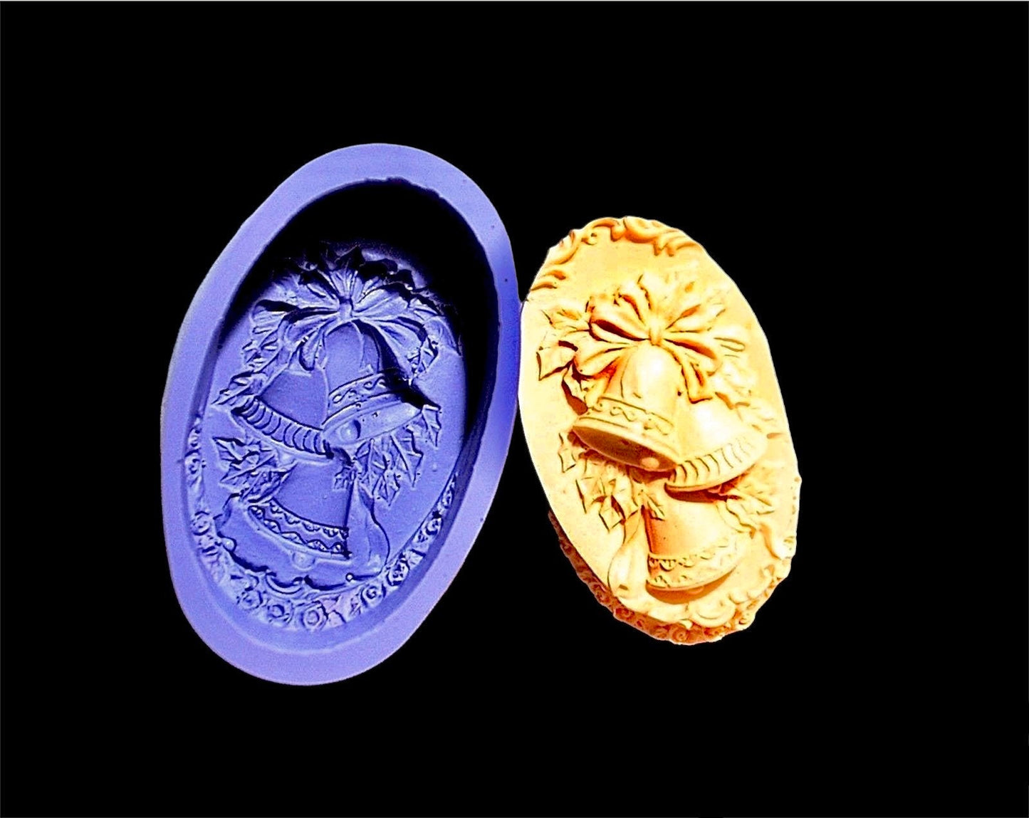 silicone oval soap Mold - Christmas bell - single cavity - lotion bar