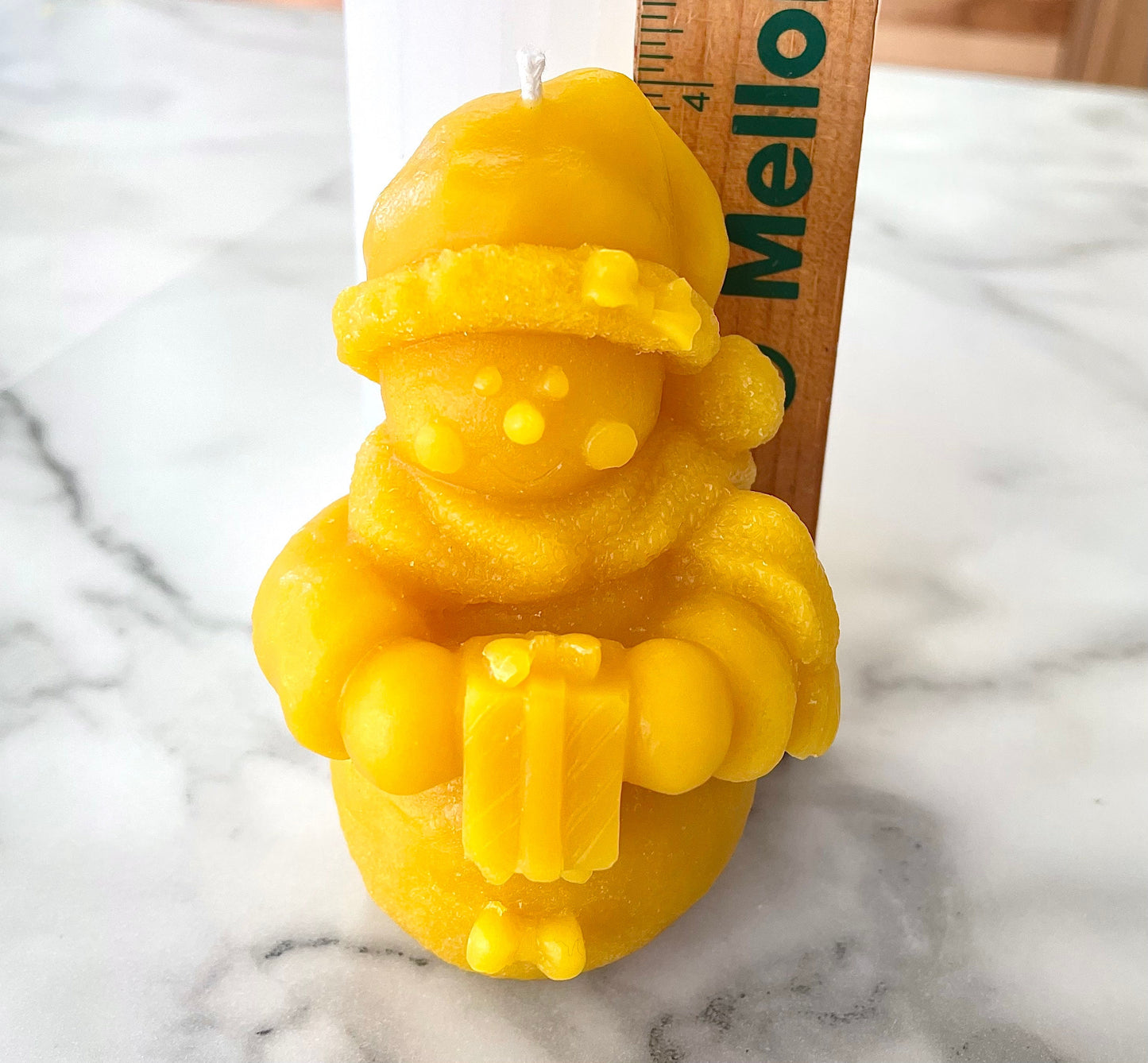 4” chubby snowman with gift mold - 3D silicone candle soap resin mold - Christmas holiday candle mold - food grade