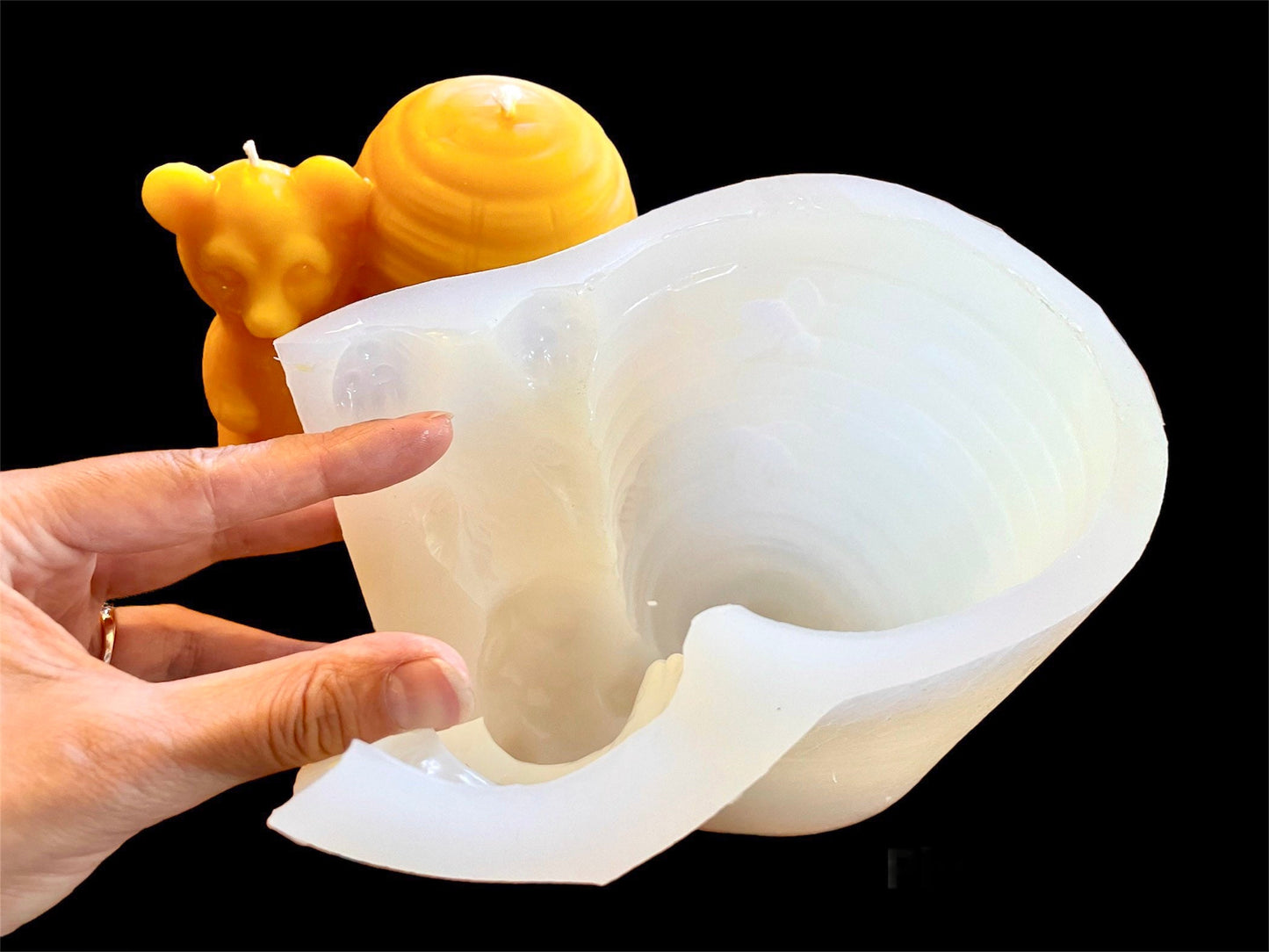 Big Silicone bear and beehive mold - honeybee candle soap mold - homemade