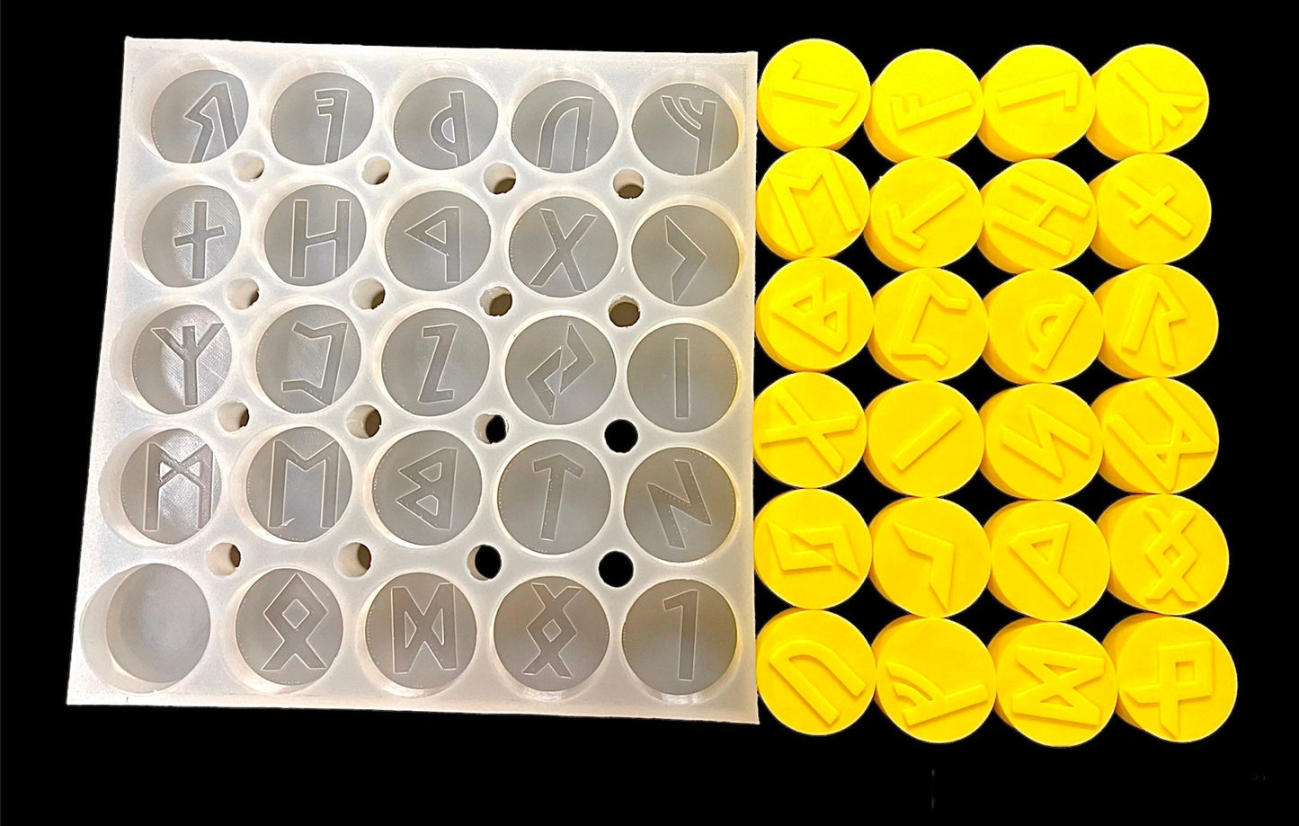 Viking runes Silicone tea light candle mold - wax melt lotion bar soap resin jewelry mold - chocolate jello mold - food grade