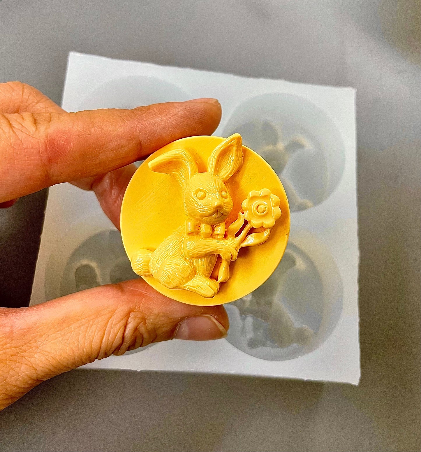 Silicone rabbit Tealight candle Mold - bunny mold - wax melt lotion bar soap mold - resin mold - bunny chocolate mold - food grade