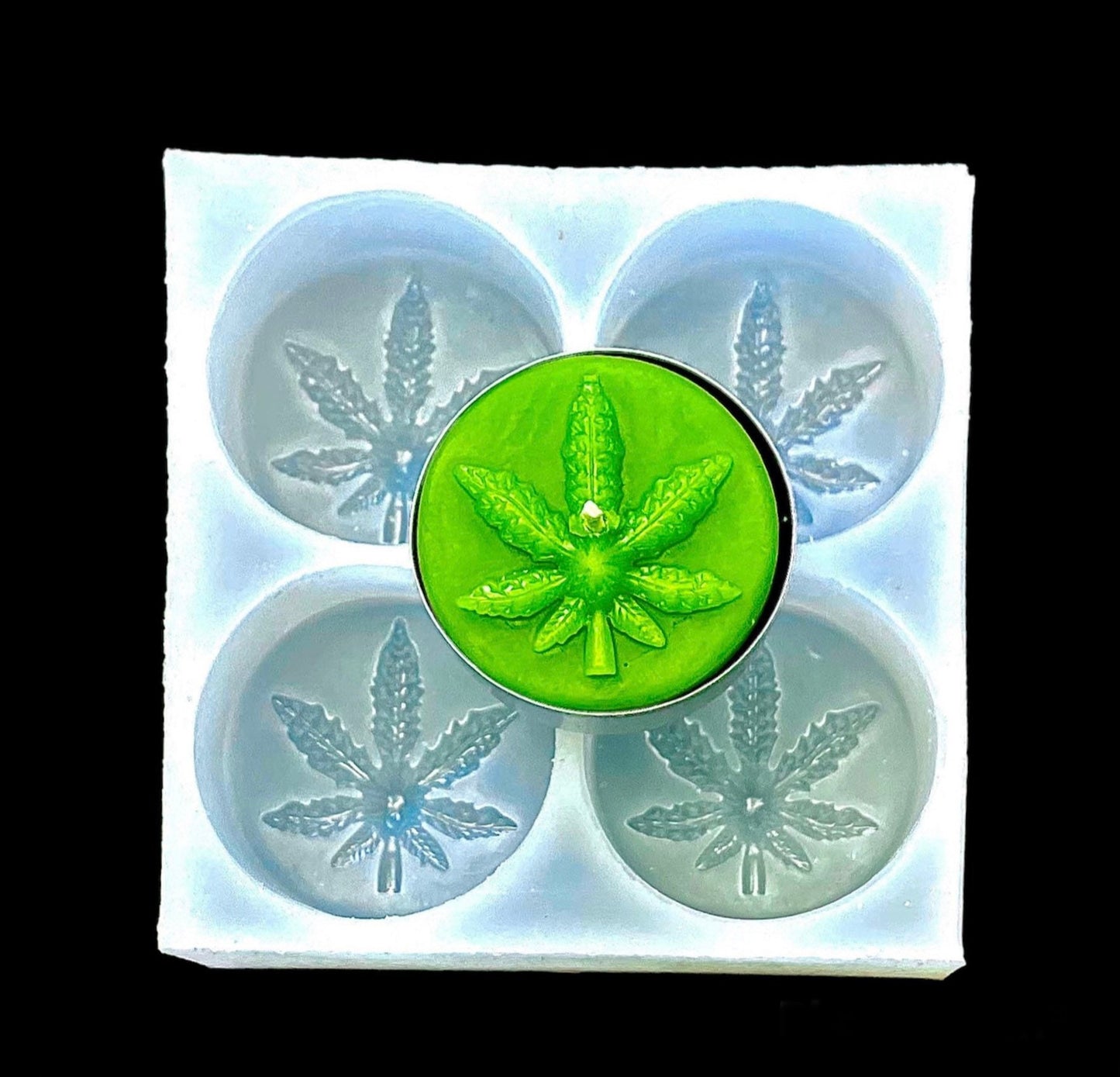Style 2 Silicone pot leaf Tealight candle Mold - 4 cavities - wax melt lotion bar soap mold - marijuana leaf resin mold - cannabis leaf mold