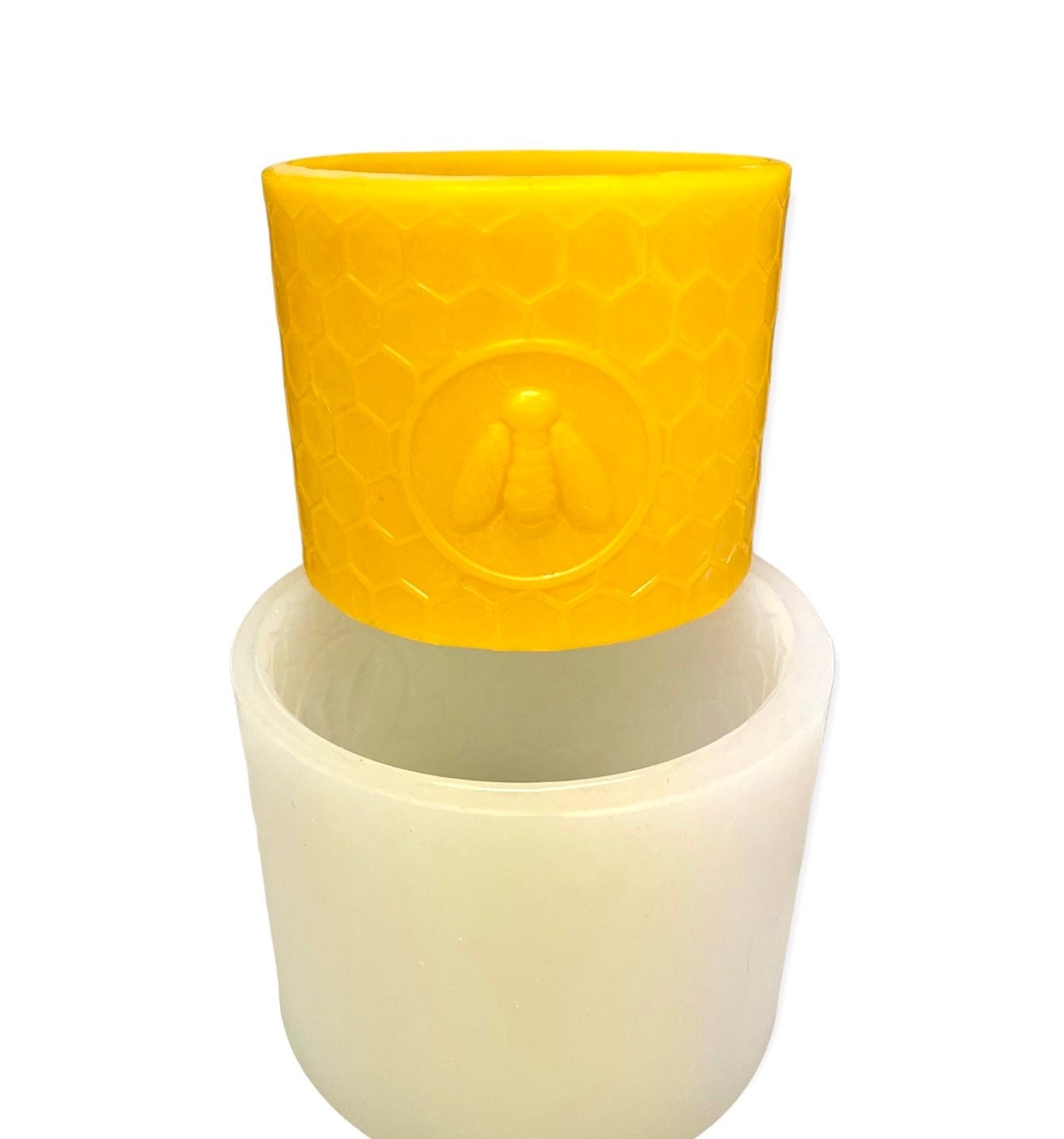 silicone honeycomb honeybee pillar mold - round cylinder mold - candle soap resin concrete mold - homemade - 4”x4.5”