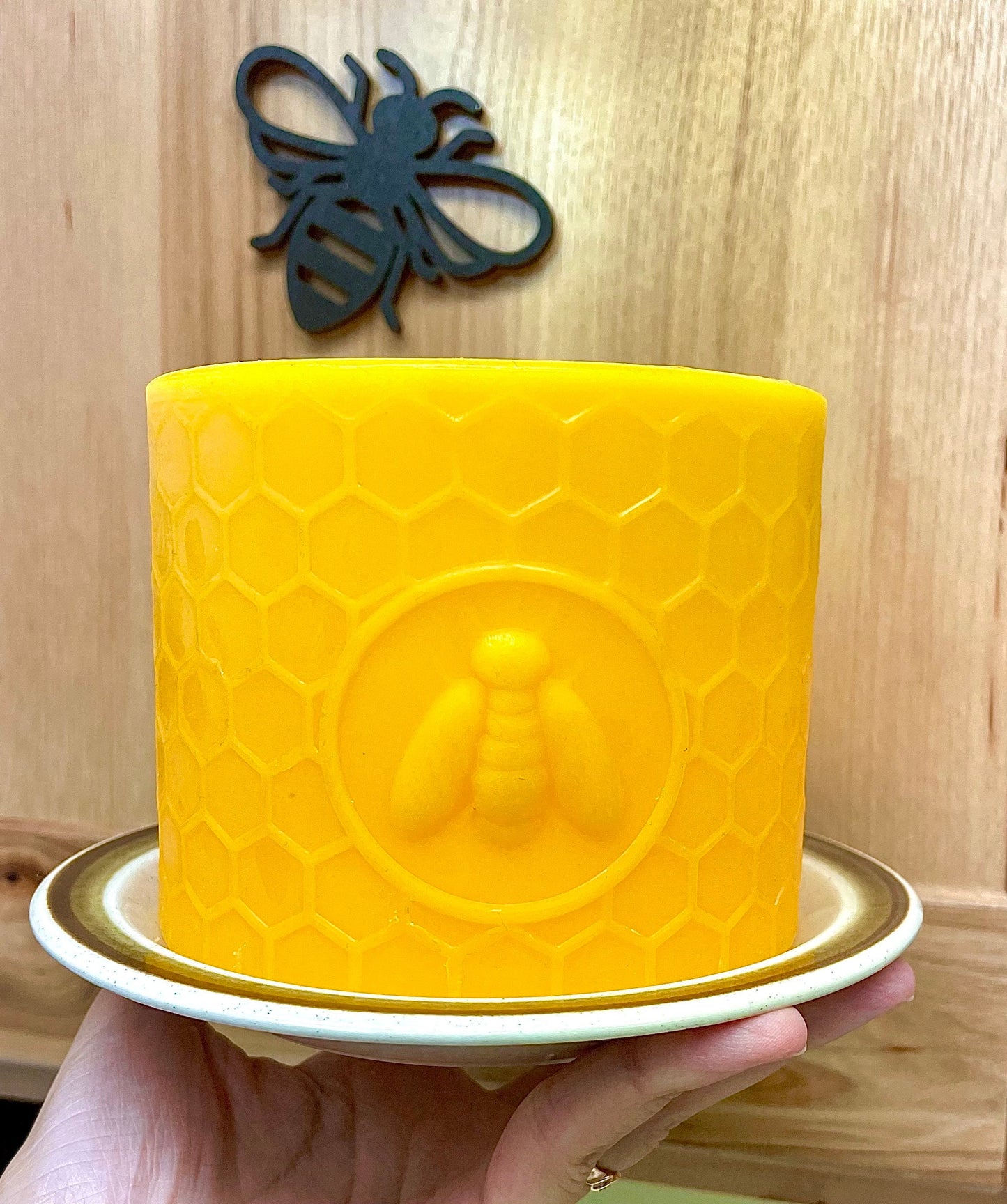 silicone honeycomb honeybee pillar mold - round cylinder mold - candle soap resin concrete mold - homemade - 4”x4.5”