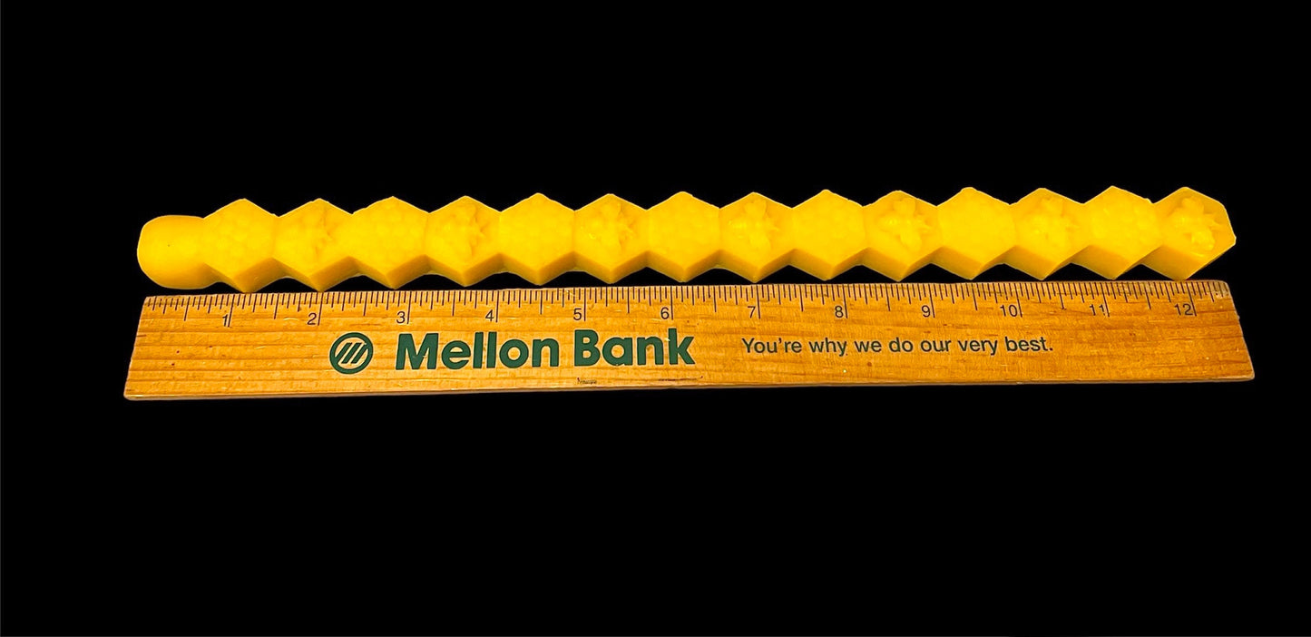12.5” Silicone honeybee taper mold - single cavity - bee on hex