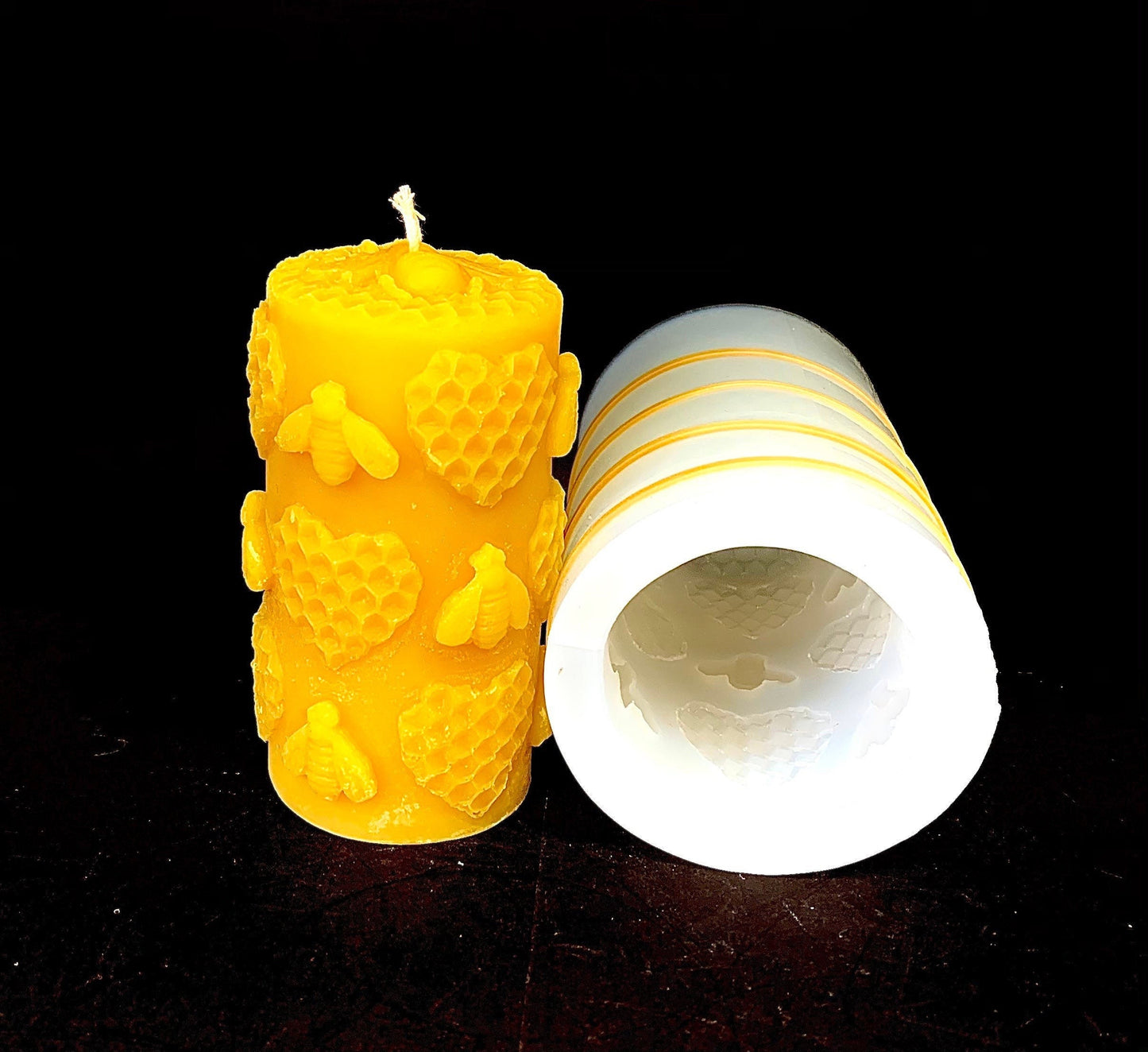 Silicone honeybee Pillar candle Mold - honeycomb - homemade 4”