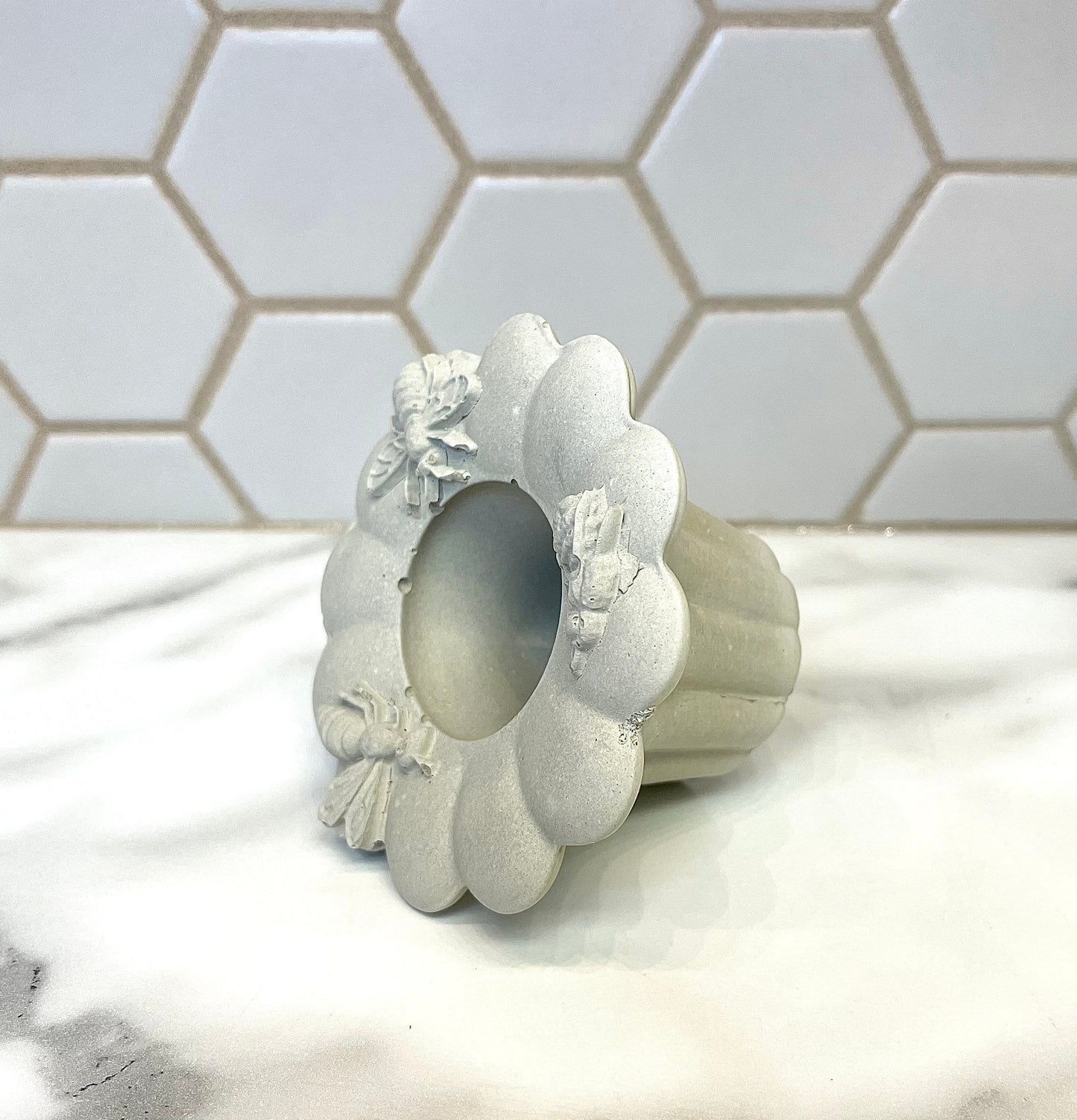 Silicone honeybee taper candle holder Mold - concrete mold