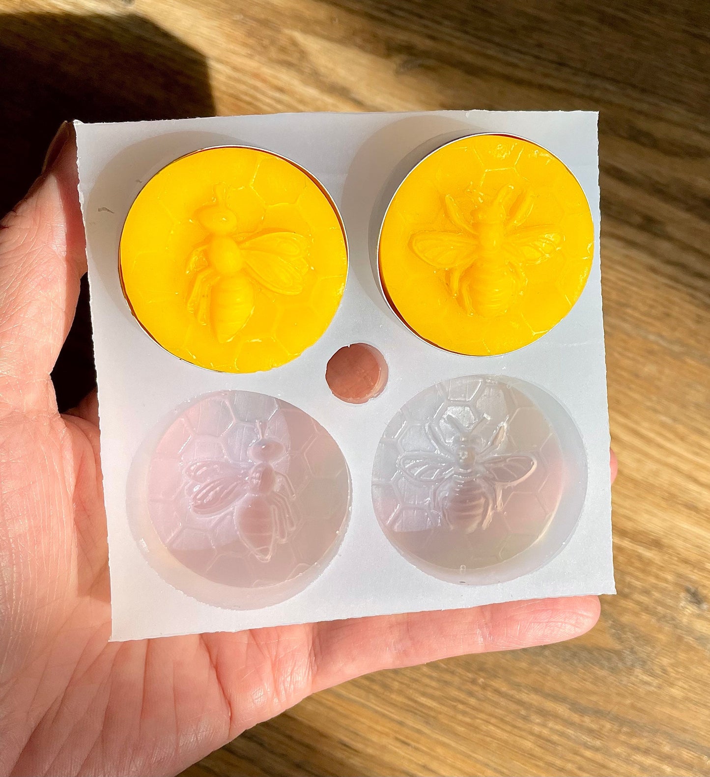 Silicone honey bee honeycomb Tealight candle Mold - tea light mold - wax melt lotion bar guest soap chocolate mold - food grade