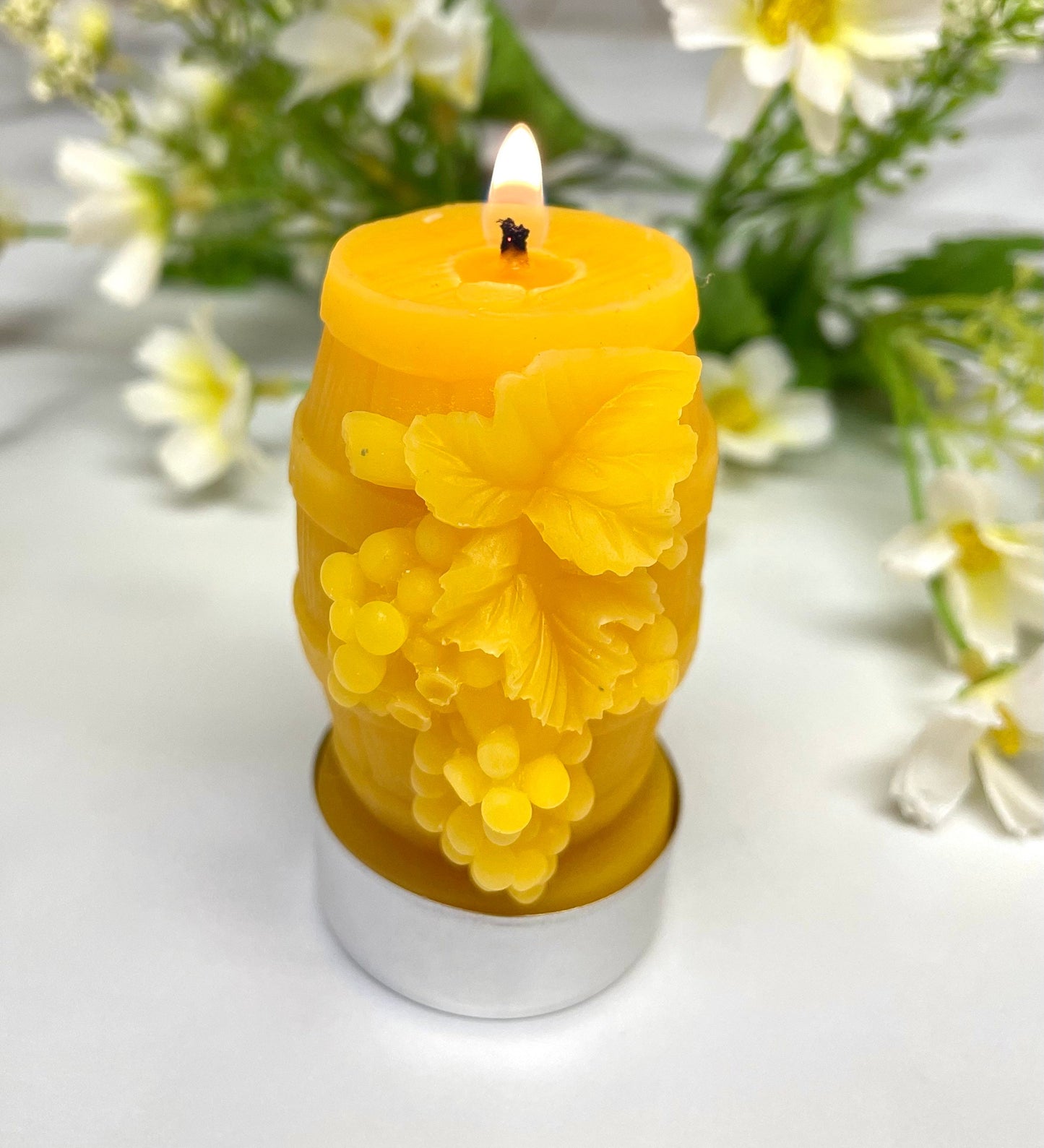 Silicone pillar tealight candle mold - grapes on wine barrel - wine tasting event