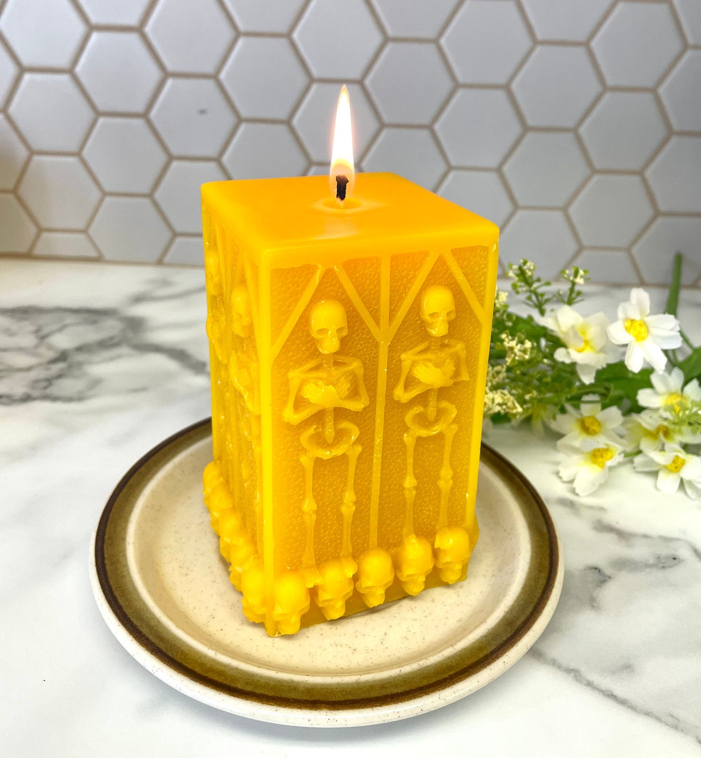 4.75” Silicone skull pillar Mold - skull candle soap resin mold - halloween candle mold - Wicca mold