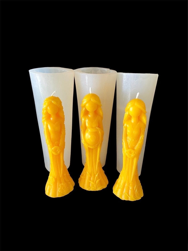 5.5” Silicone triple moon goddess mold - fertility goddess mold - figure mold - wicca pagan ritual candle mold