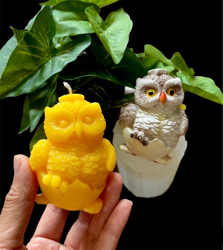3” silicone hatching owl mold - owl in shell - 3D baby owl candle soap Mold - homemade