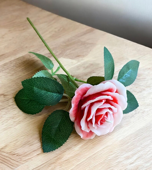 Single rose beeswax candle bouquet