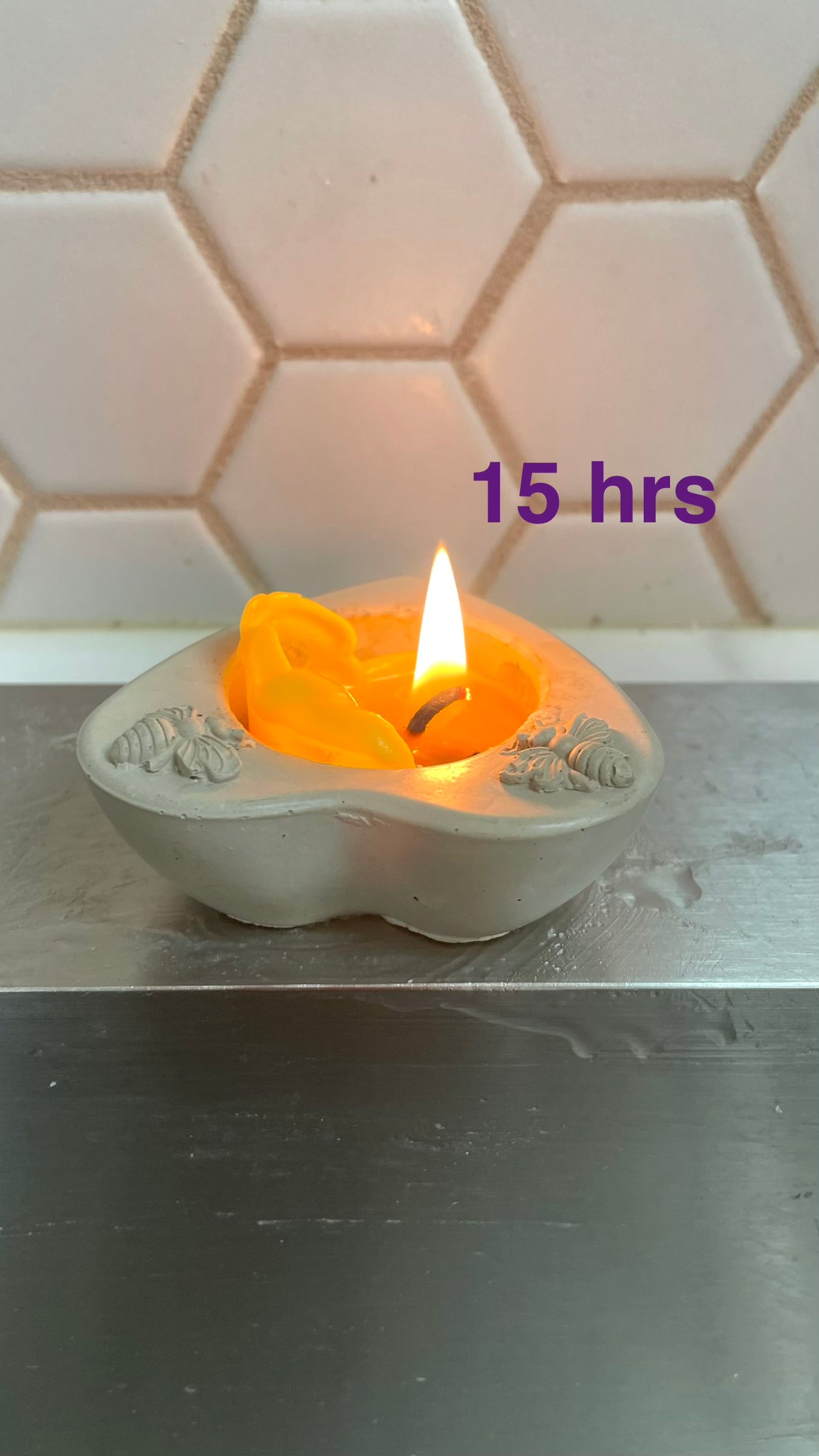 A pair pure beeswax stubby taper candles 5” - 15 hrs