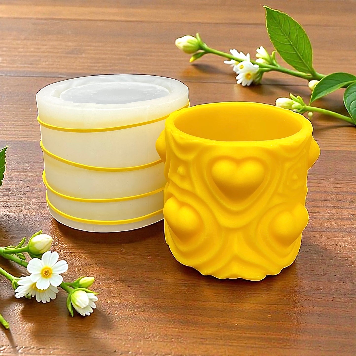 Silicone heart container / luminary / planter mold