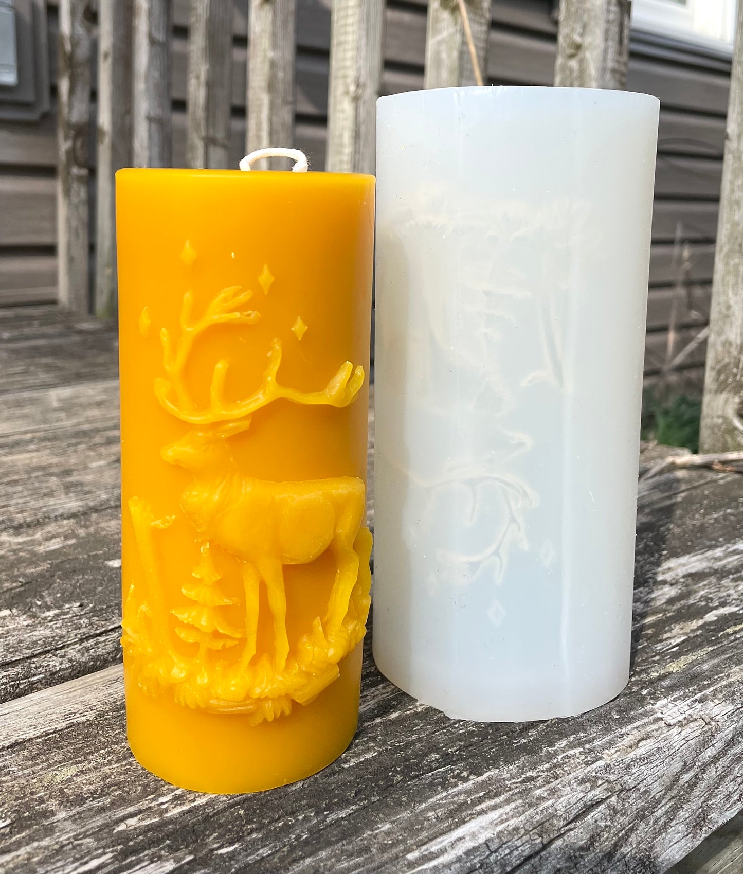 Silicone stag deer pillar candle mold 6”