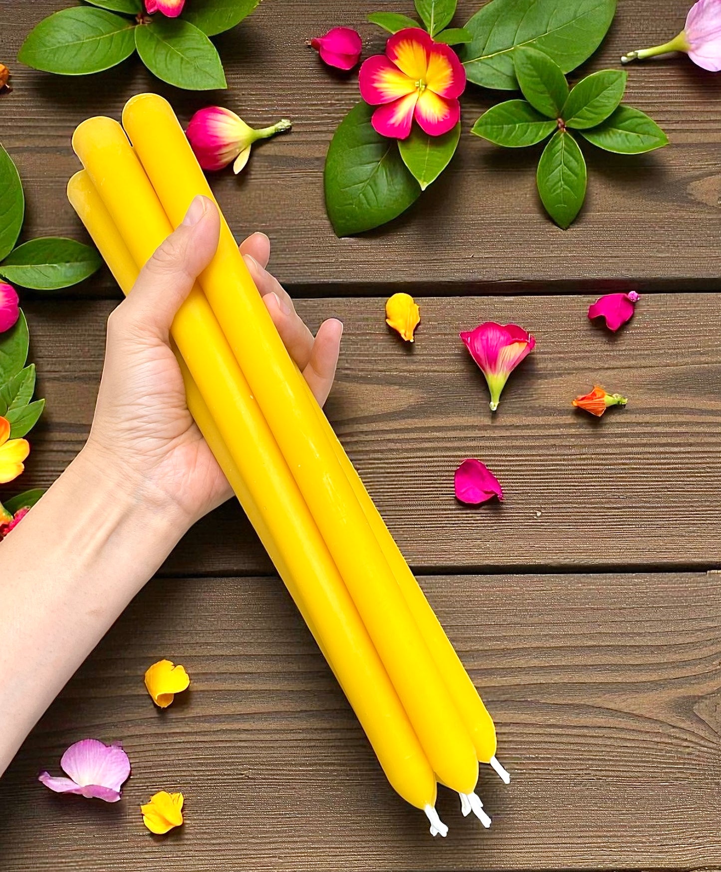 Set of 6 pure beeswax taper candles 12”x 7/8”, church candles, dinner tapers