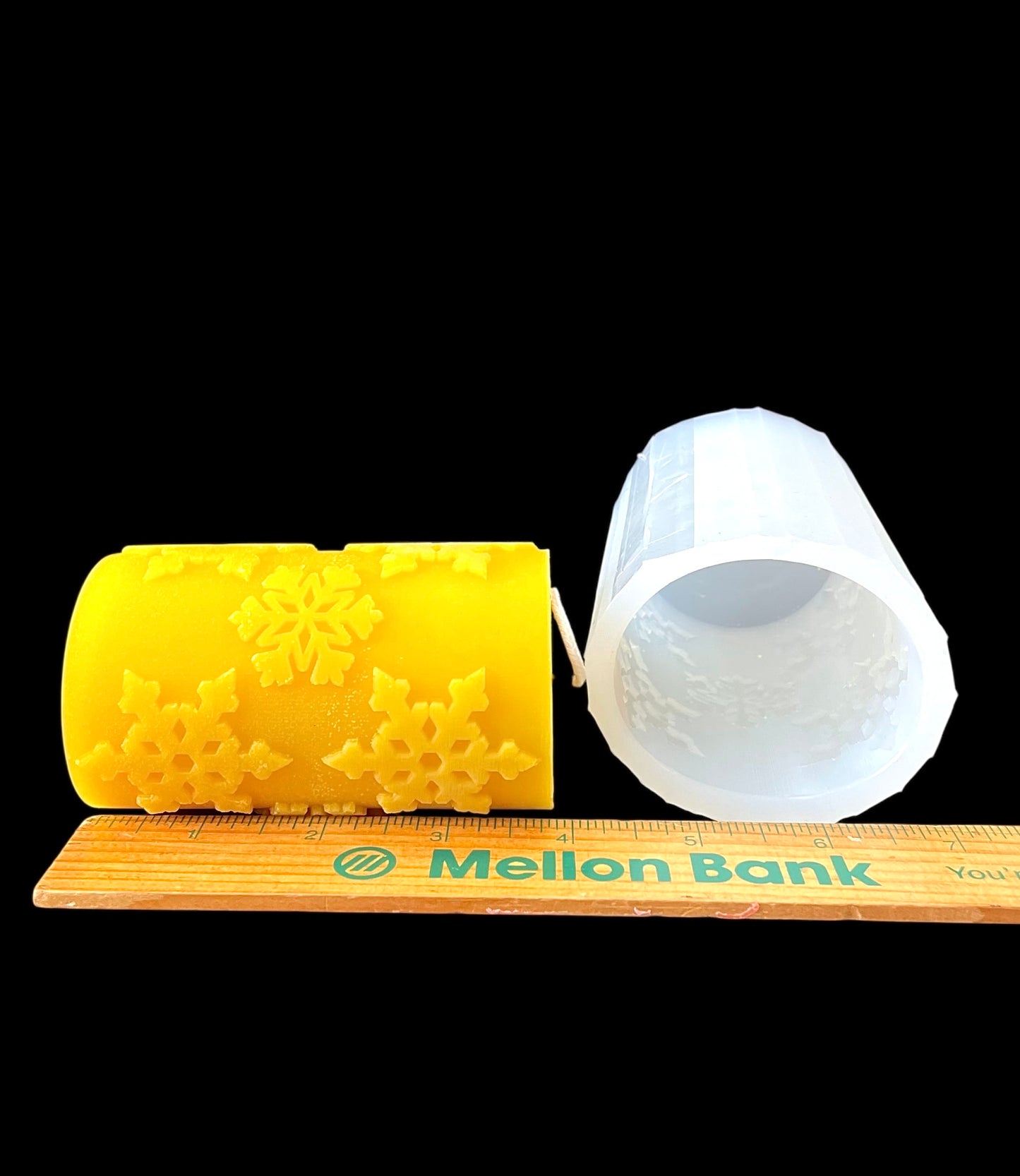 Silicone snowflake pillar candle Mold - holiday candle mold - cylinder mold - 2 1/8” x 3 3/4”