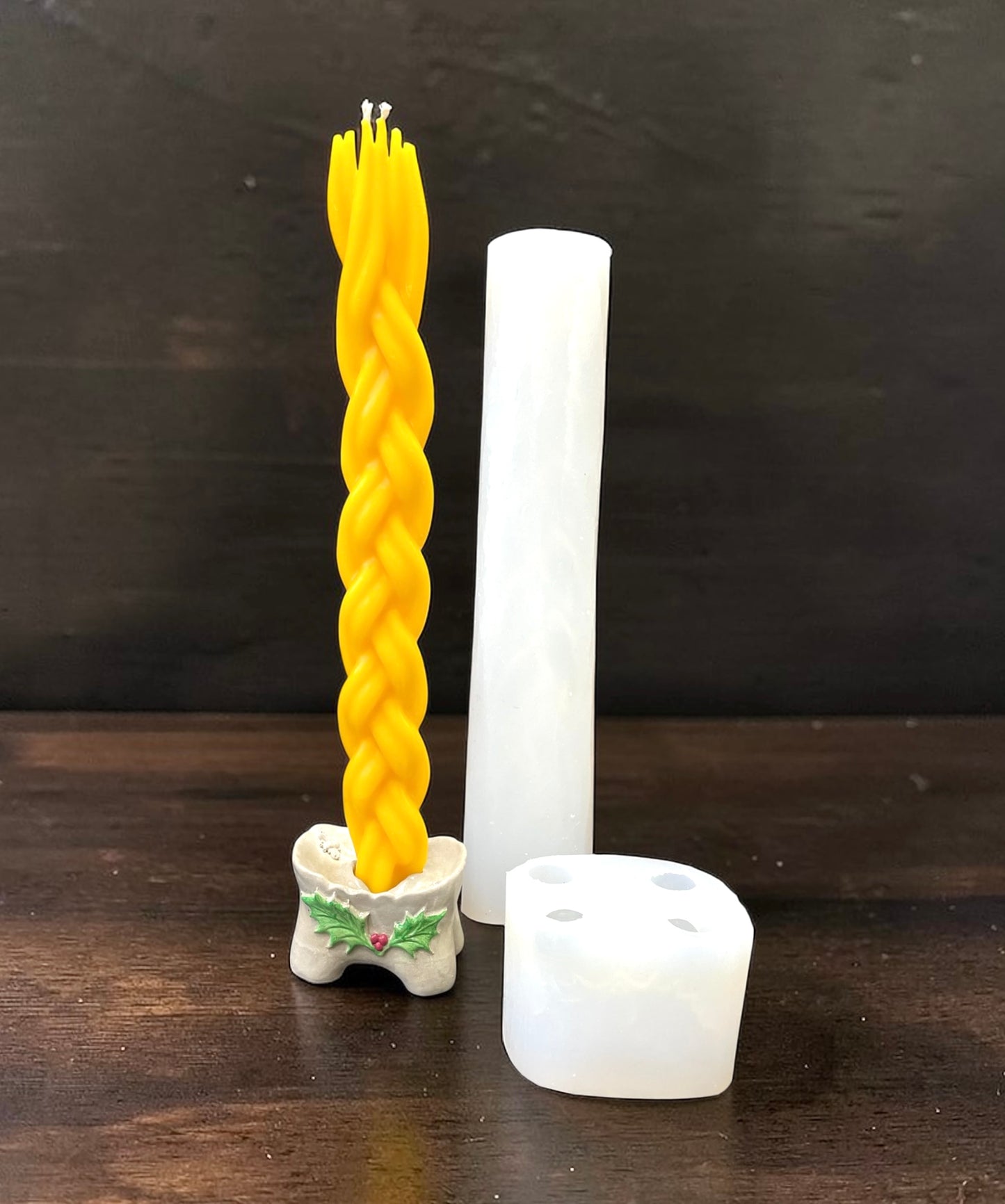 Silicone braided candle mold - candle holder mold - havdalah candle mold -10”