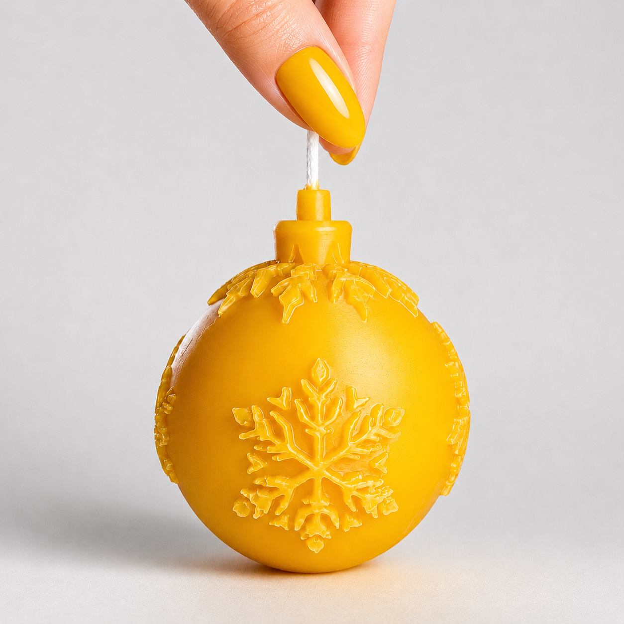 Pure beeswax snowflake ornament candle 3”