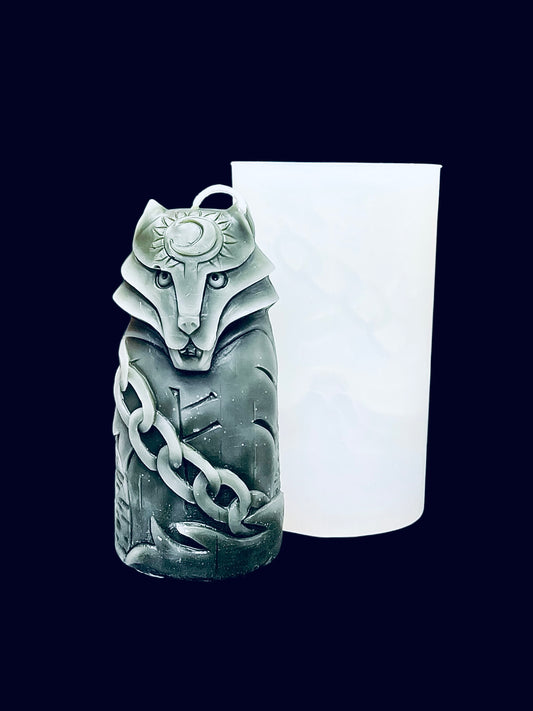 5” Silicone Fenrir wolf statue Mold - 3D wolf mold for candle soap resin