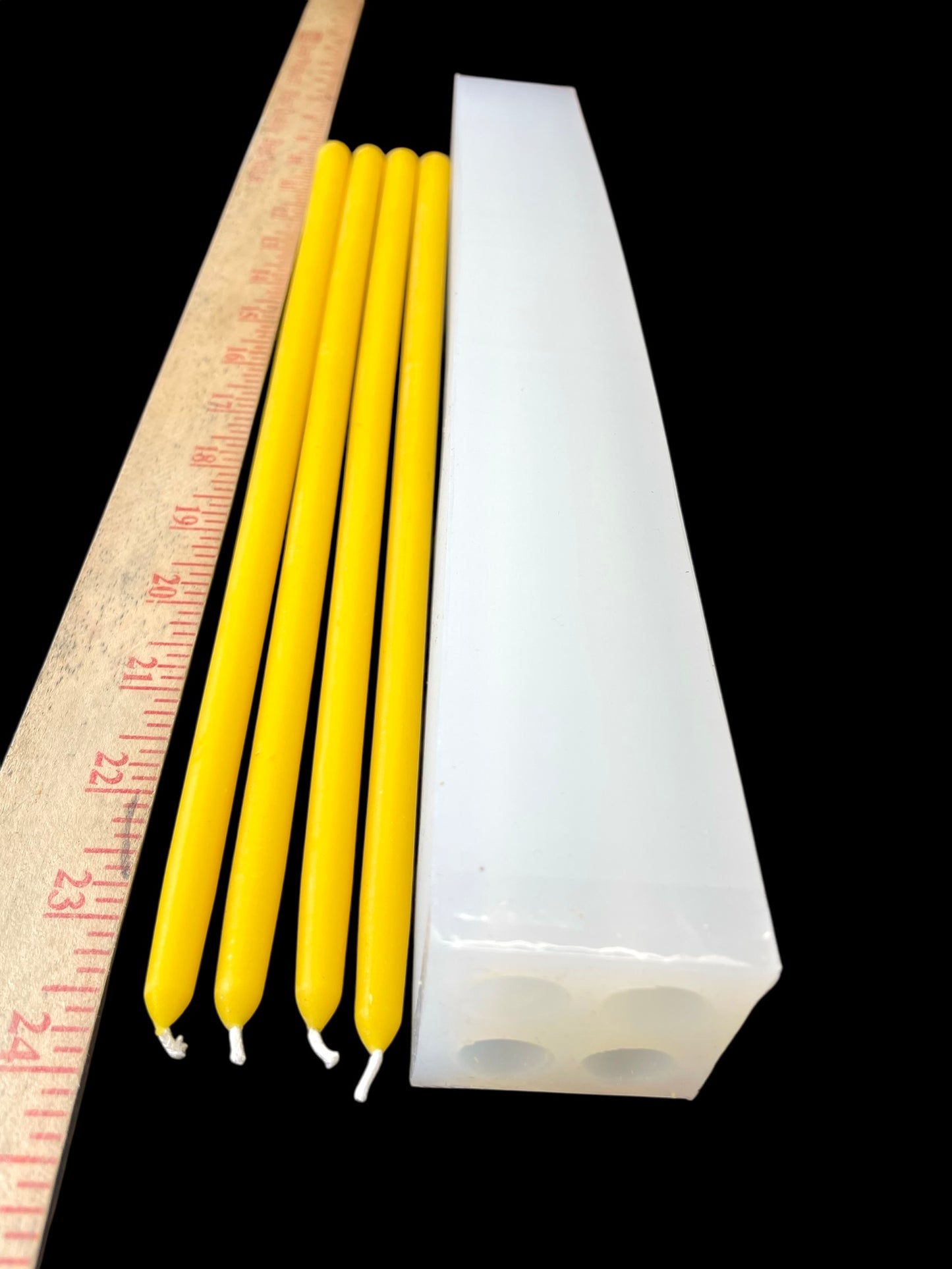 4 cavity long church taper candle mold 13.75” x 0.5”