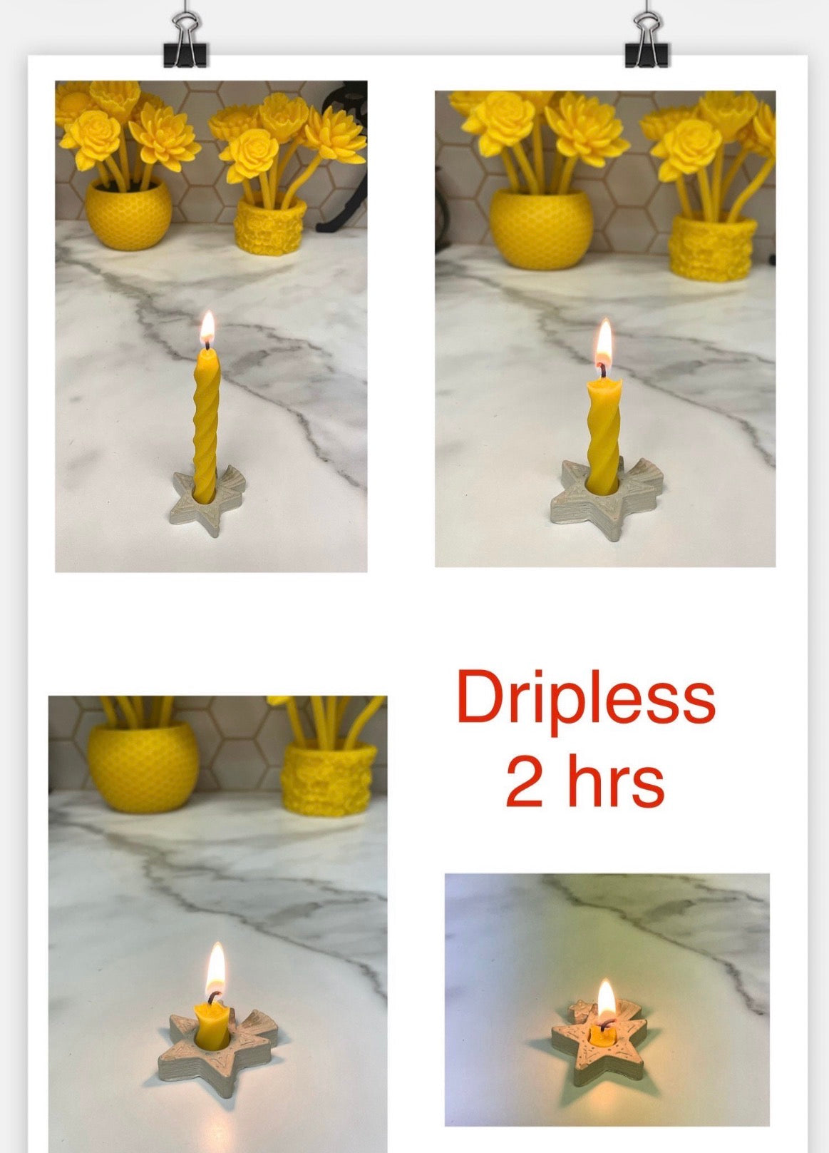4” Pure Beeswax Mini Twisted Candles – Set of 12, Birthday Chime Candles