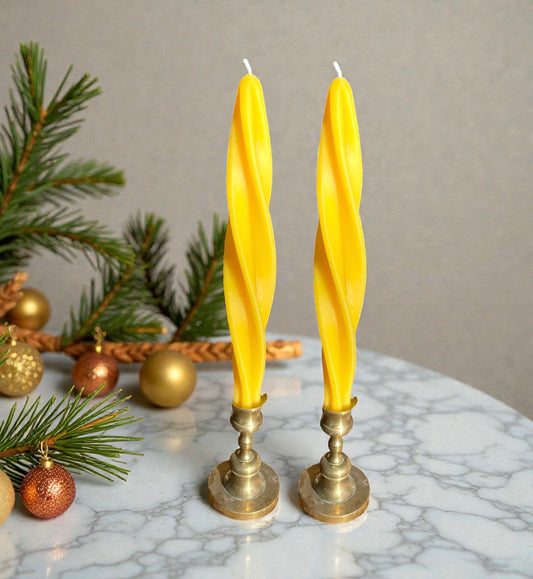 Beautiful feathered twist taper candle set 10 1/4”