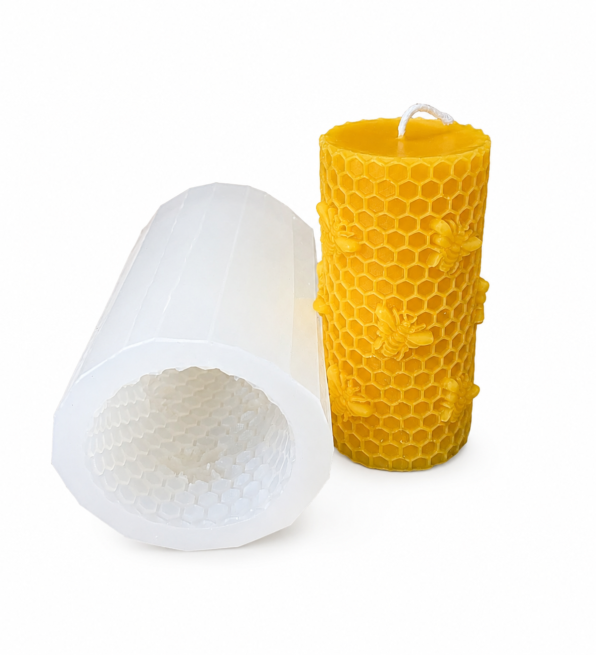 Honeycomb honeybee pillar candle mold  2 1/8” x 4 5/16”