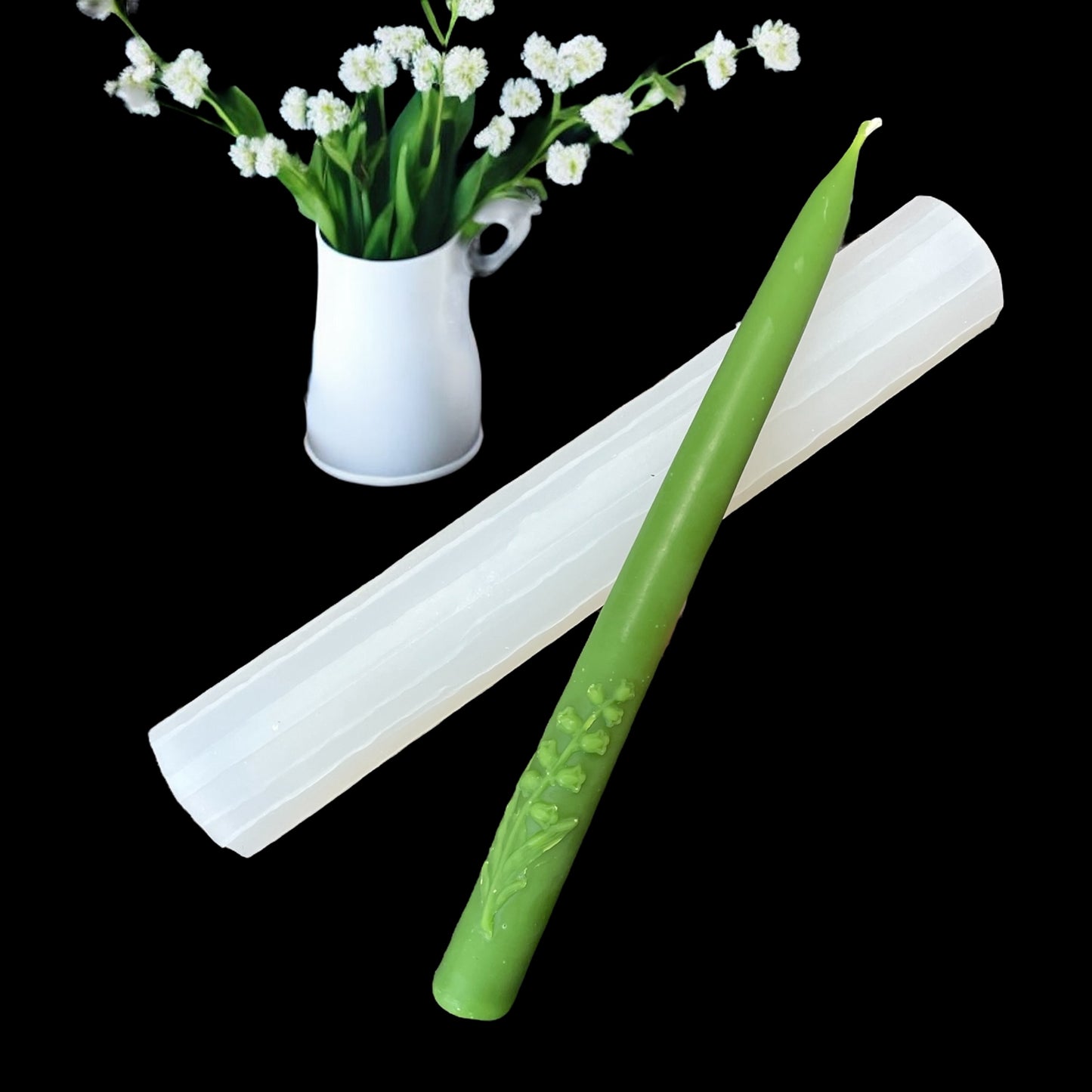 Silicone taper candle mold - lily of the valley