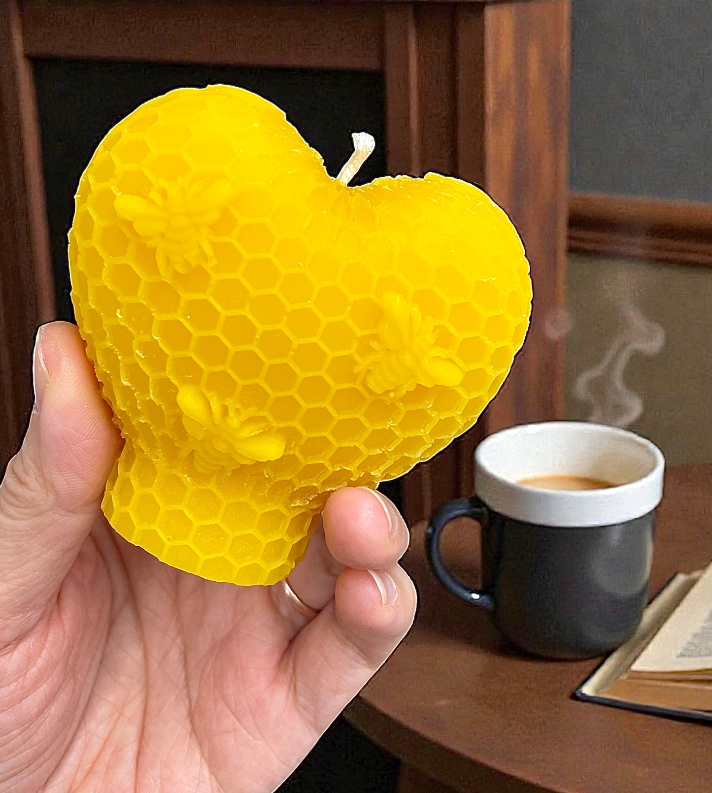 Silicone heart mold with Honeycomb and bees