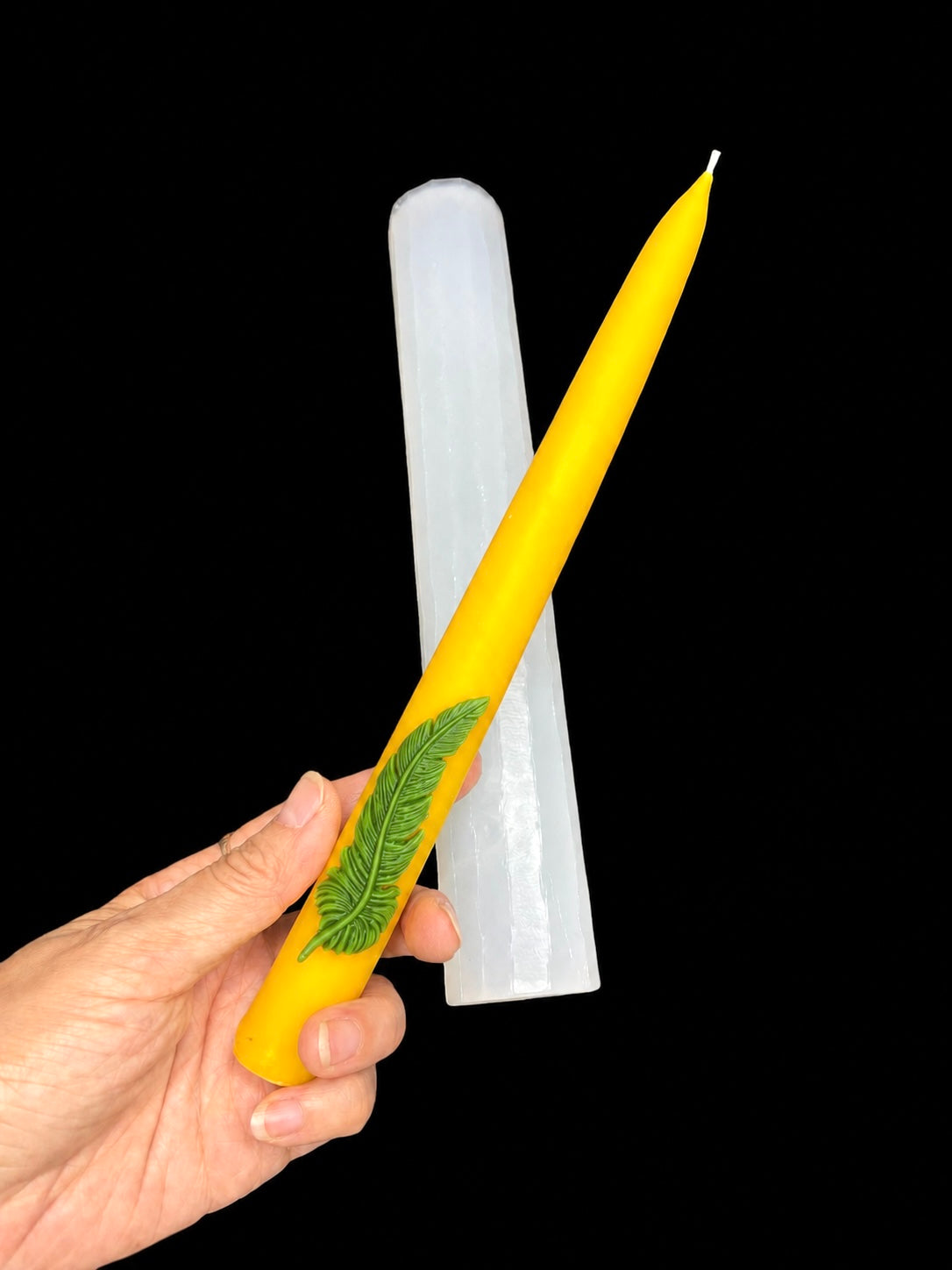 9” silicone taper candle mold - feather