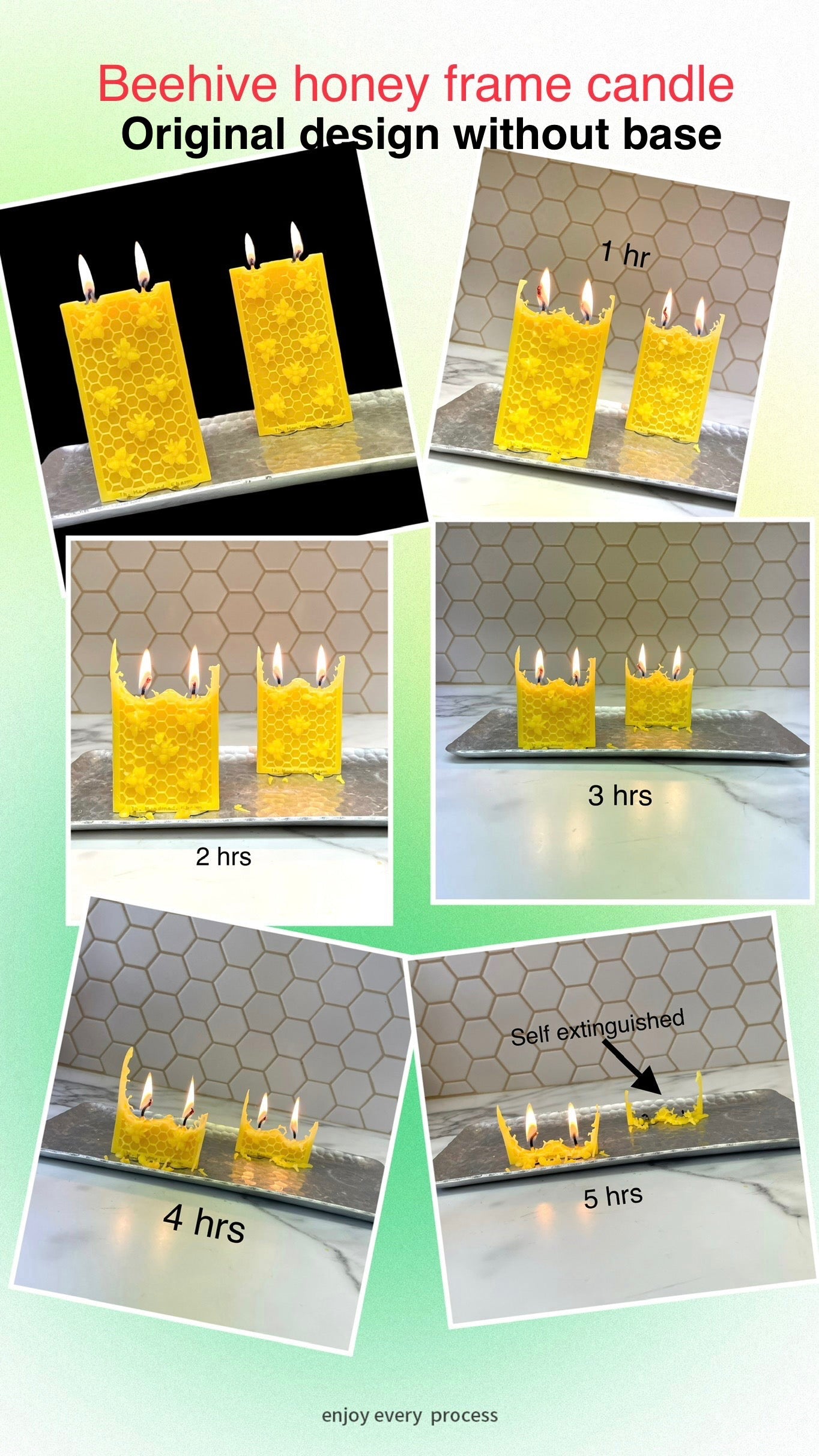 Silicone Hive frame candle mold - honeycomb honeybee candle mold - set of 2 - flat candle mold