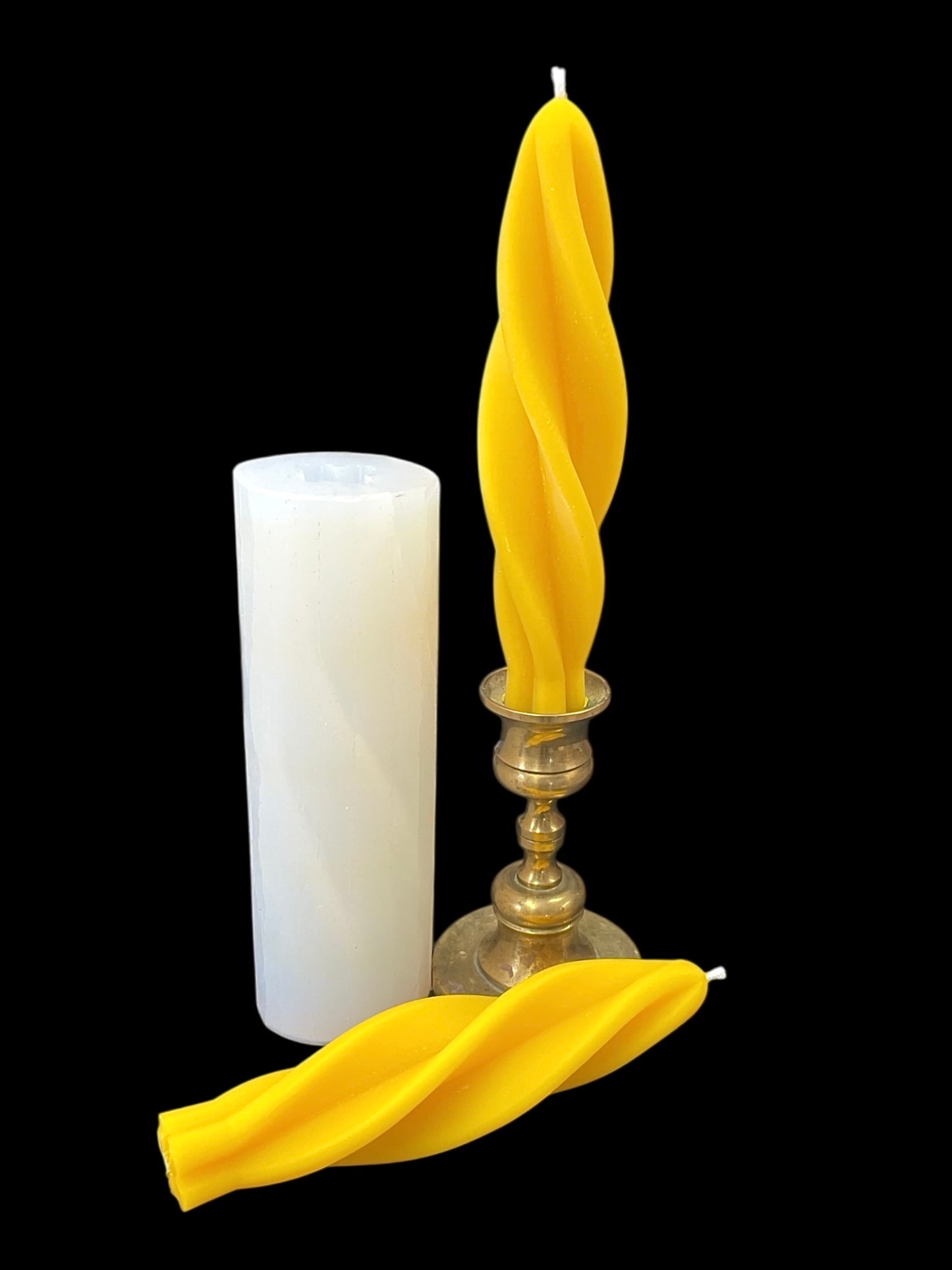 6” Twisted taper candle mold - spiral feathered twisted candle mold