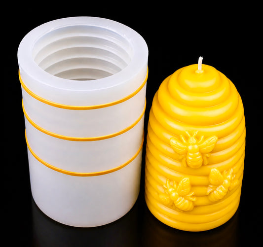 4” Silicone honeybee skep candle Mold - beehive mold - honeybee candle soap mold - pillar candle mold - homemade