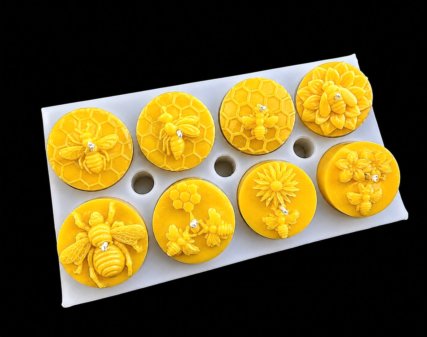 Silicone honeybee tealight mold with 8 different designs