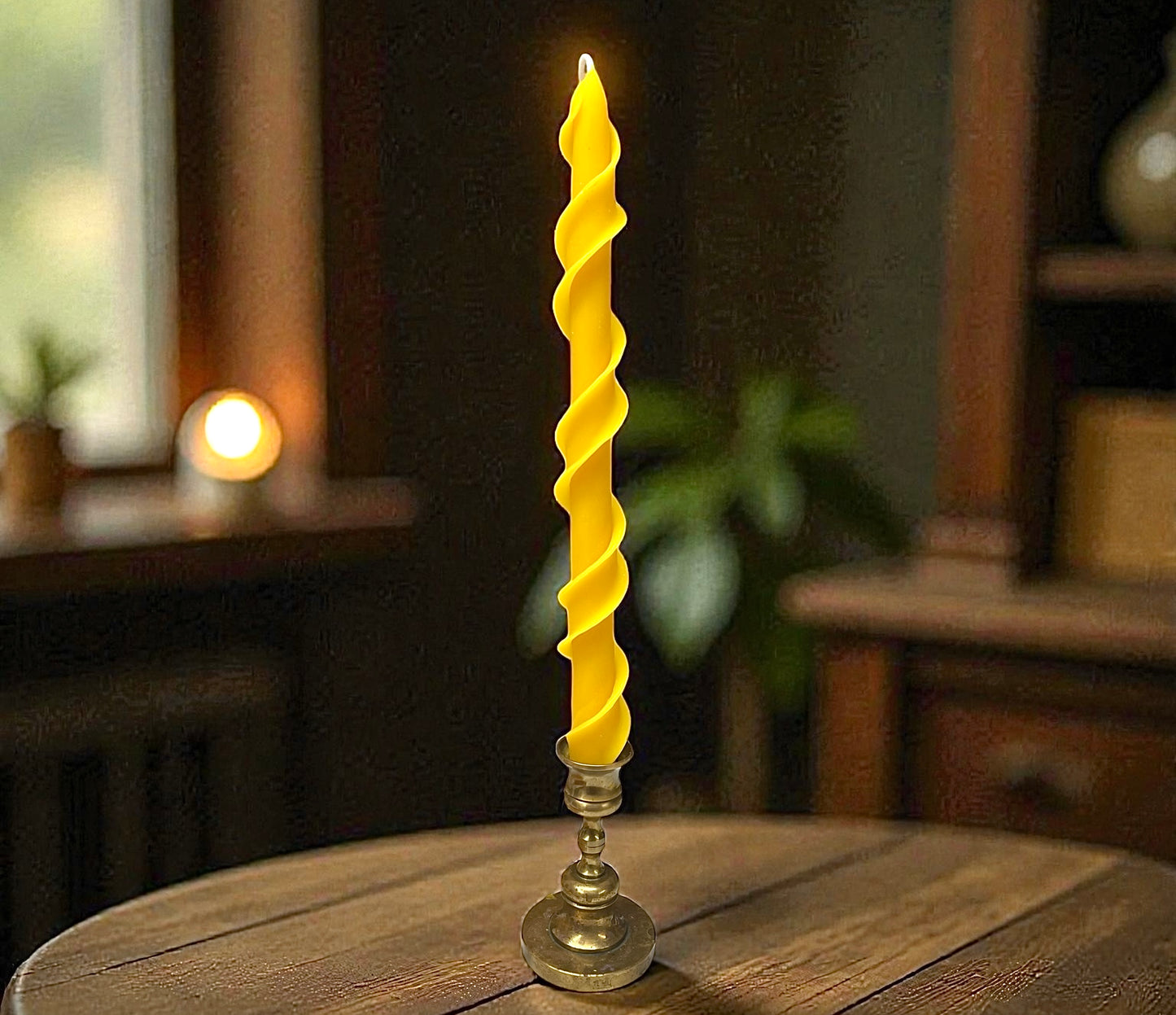 pure beeswax double spiral taper candle 12”