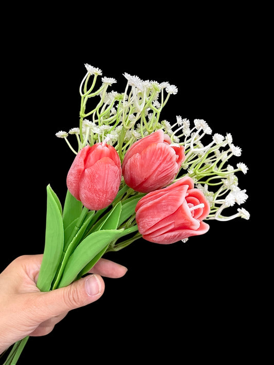 Pure beeswax tulip flower candle bouquet