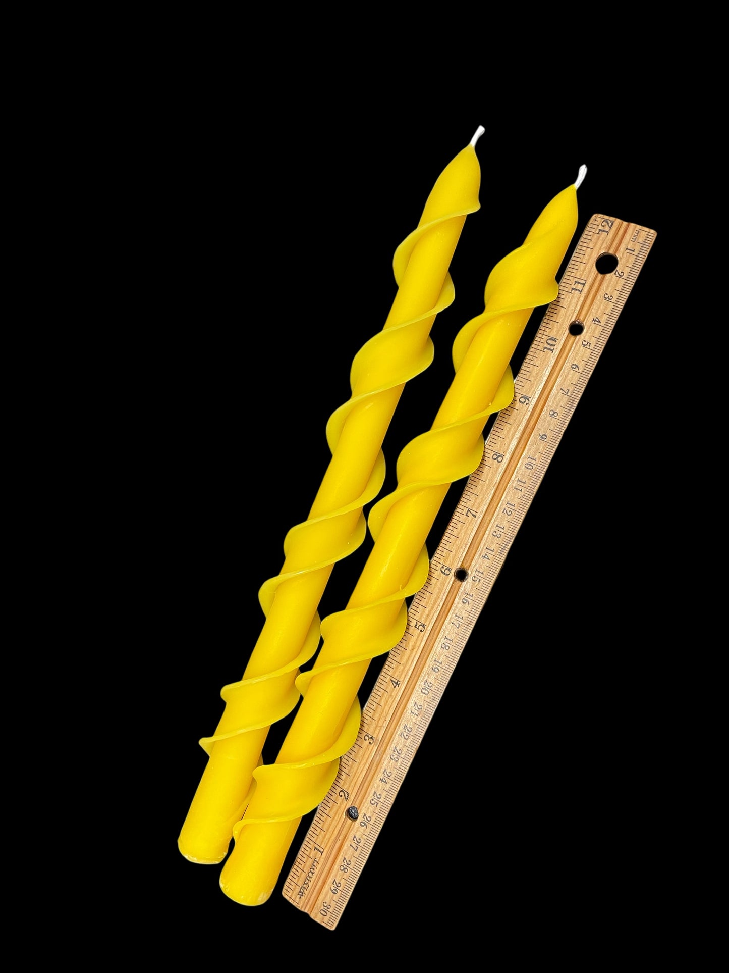pure beeswax double spiral taper candle 12”