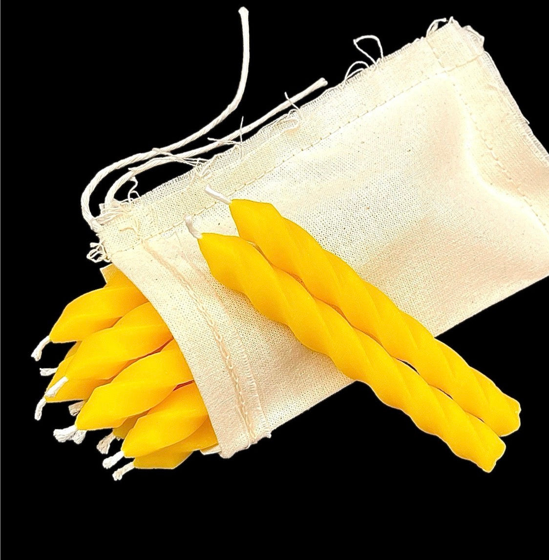 4” Pure Beeswax Mini Twisted Candles – Set of 12, Birthday Chime Candles