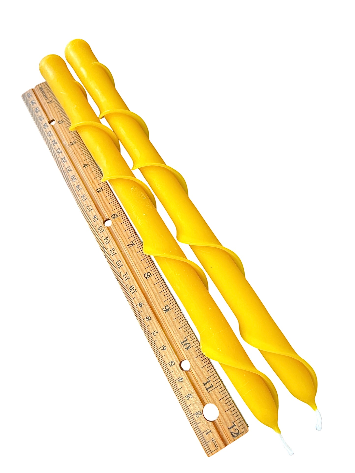 12” pure beeswax spiral taper candles ( set of 2)