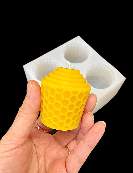 silicone honeycomb votive candle mold - candle soap resin mold - 4 cavities